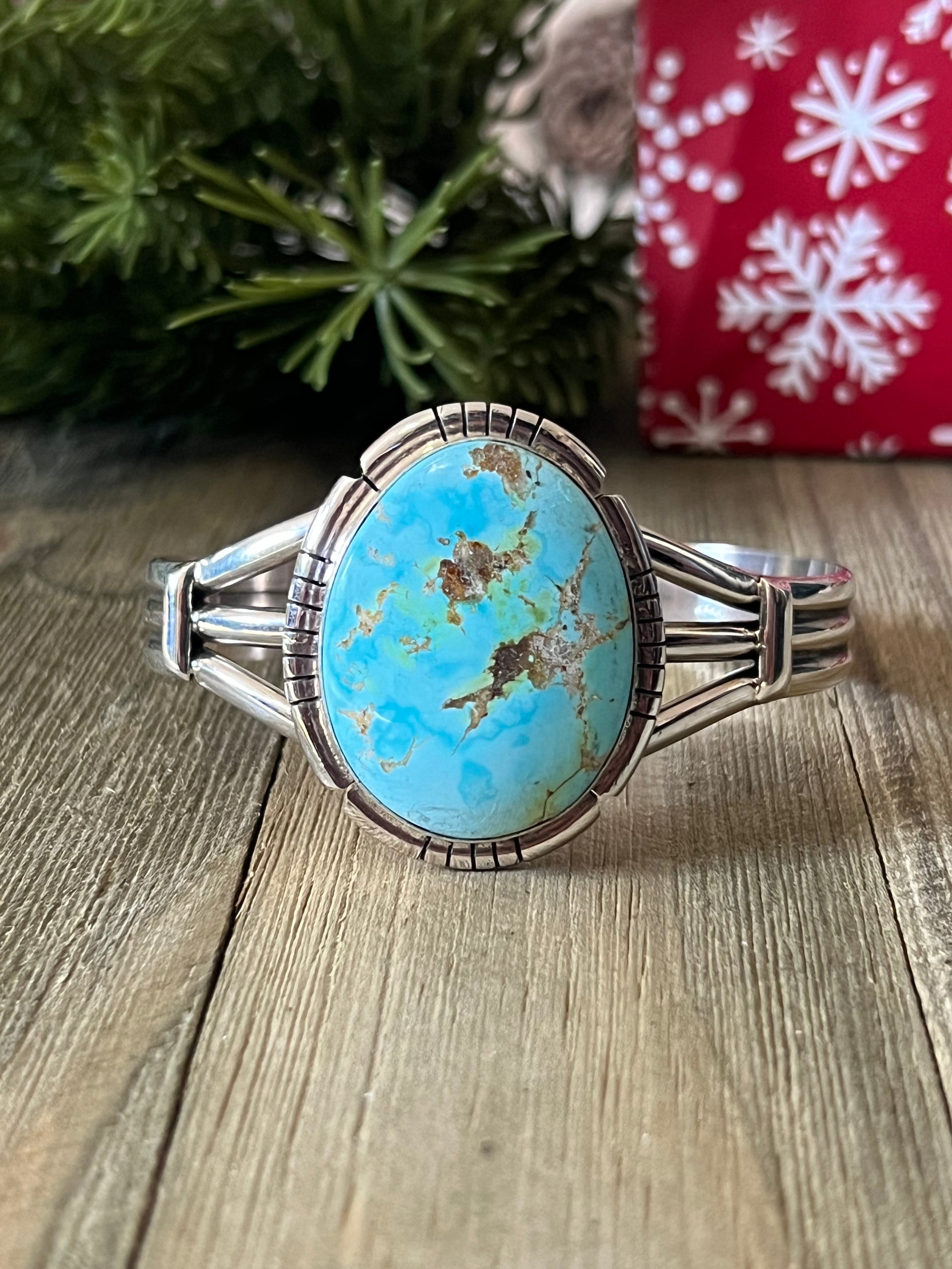 Navajo Made Sonoran Mountain & Sterling Silver Cuff Bracelet