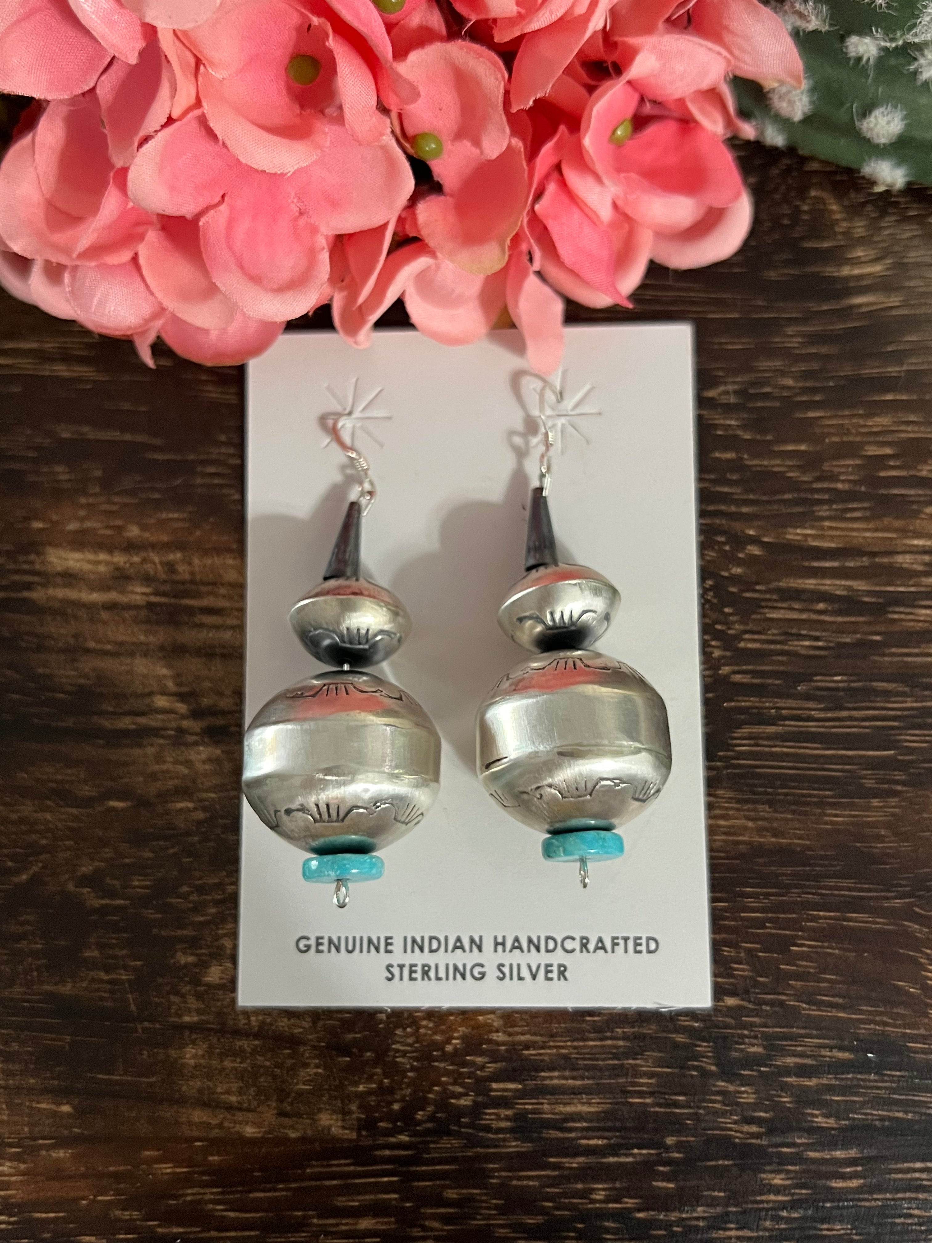 Sam Begay Turquoise & Sterling Silver Dangle Earrings