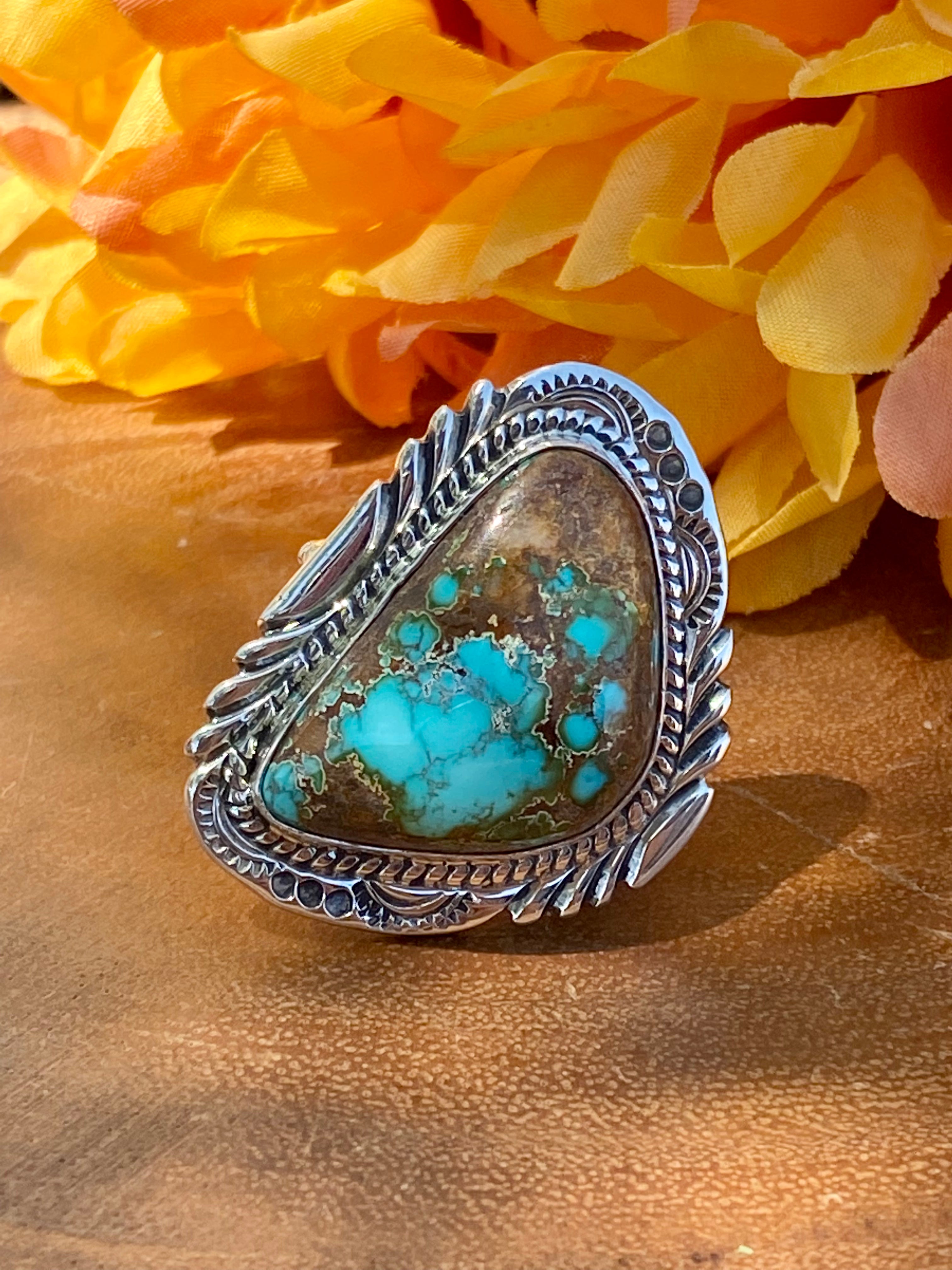 Eleanor Richards Royston Turquoise & Sterling Silver Ring Size 10.75