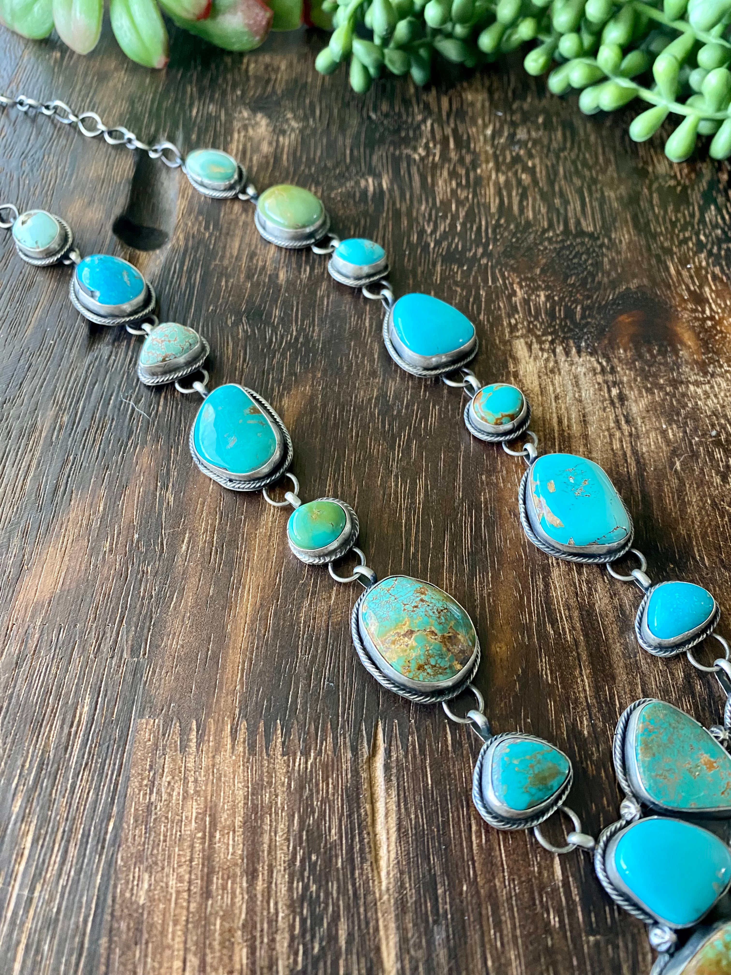 Jeff James Natural Royston Turquoise & Sterling Silver Necklace Set