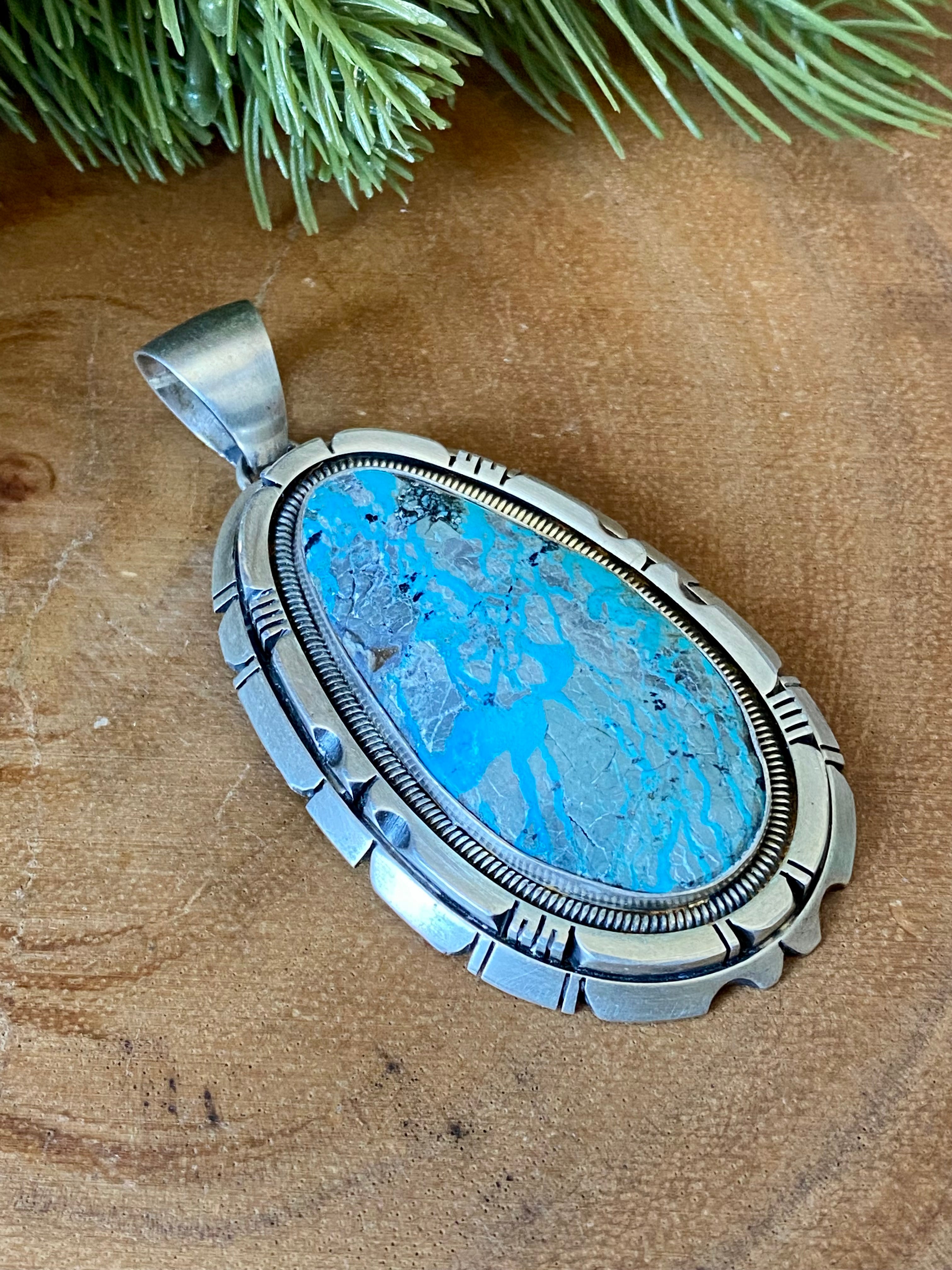 Wydell Billie Natural Blue Gem Boulder Turquoise & Sterling Silver Pendant