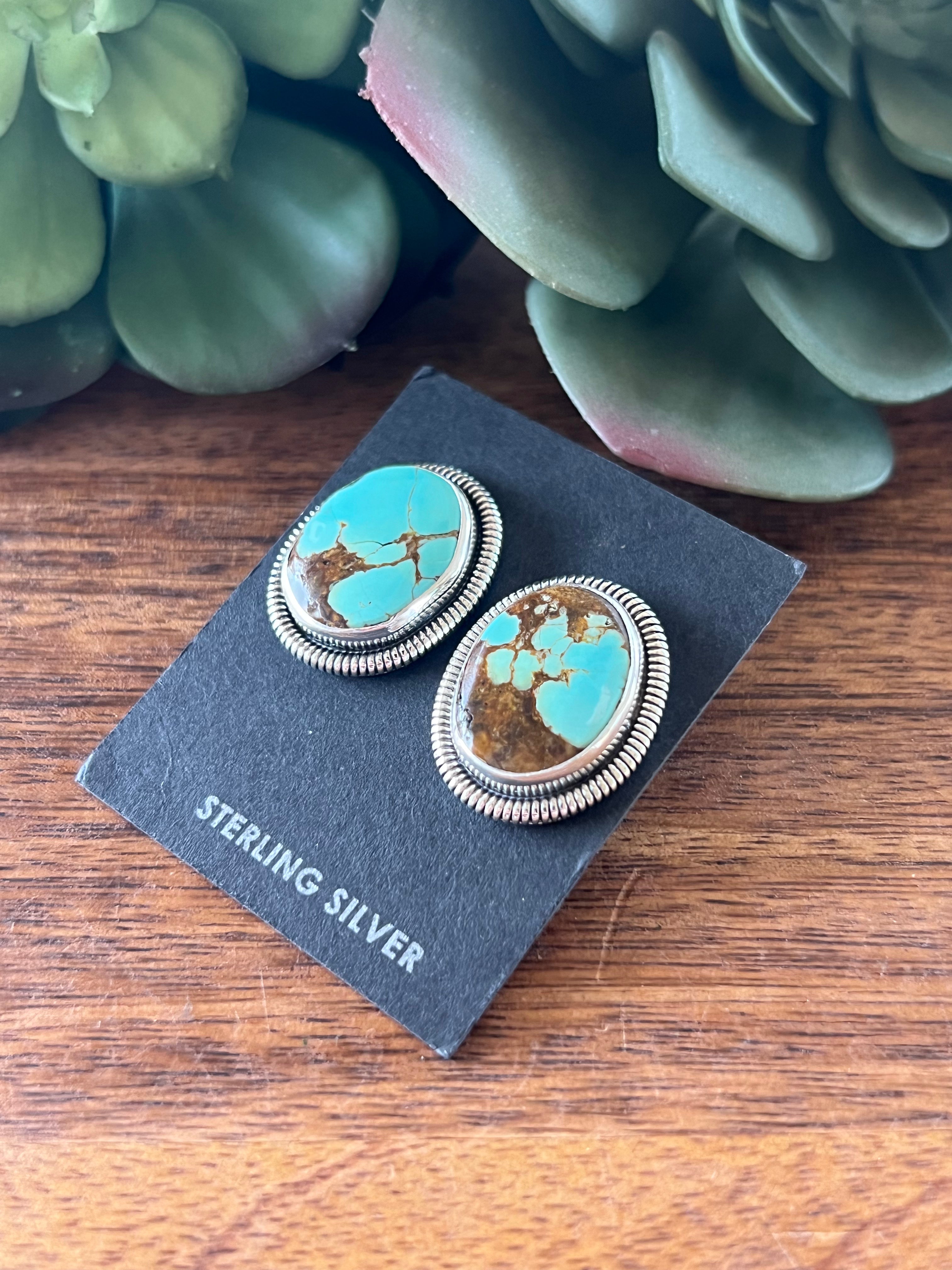 Wydelle Billie #8 Turquoise & Sterling Silver Post Earrings