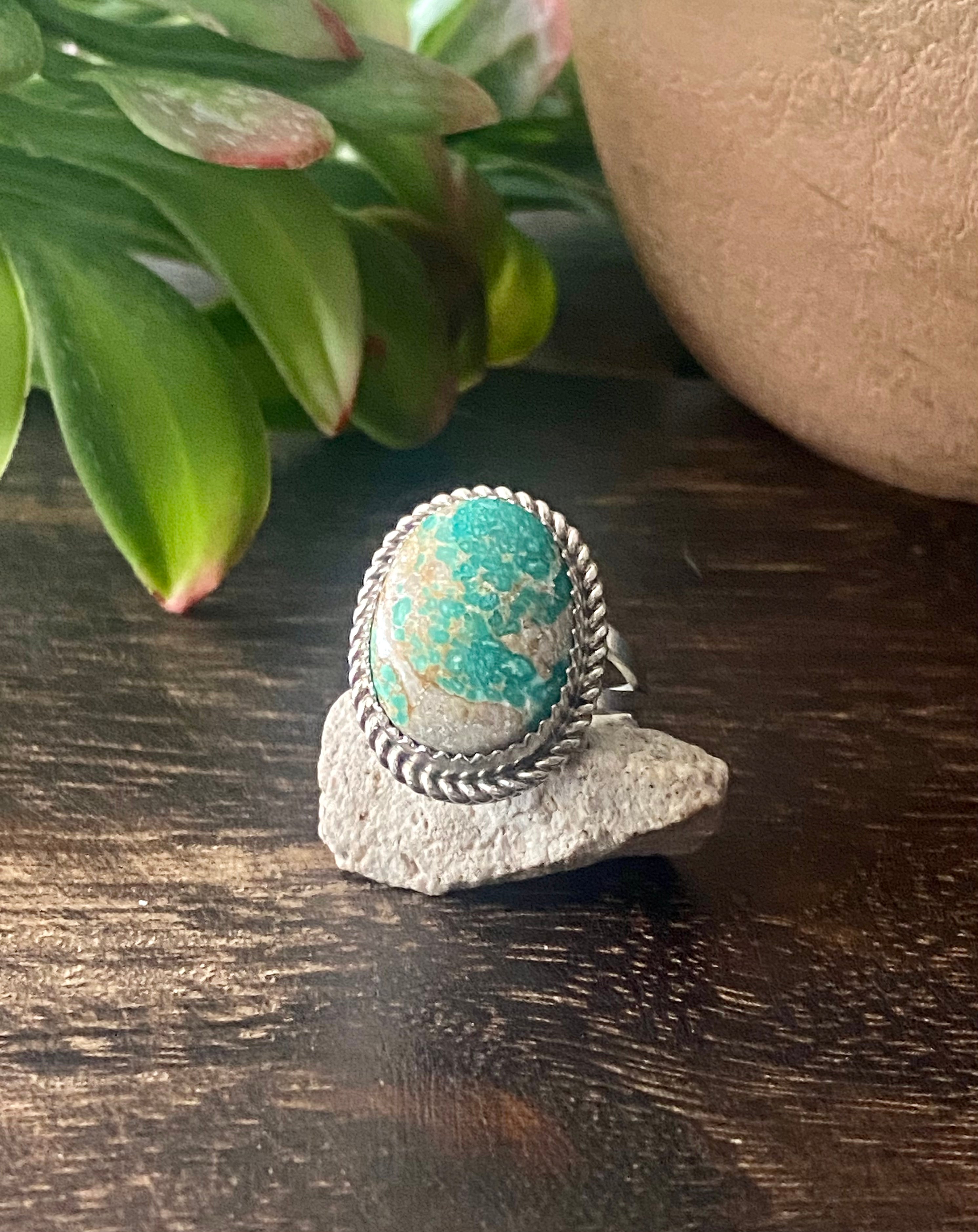 Reda Galvan Sonoran Mountain Turquoise & Sterling Silver Ring Size 8
