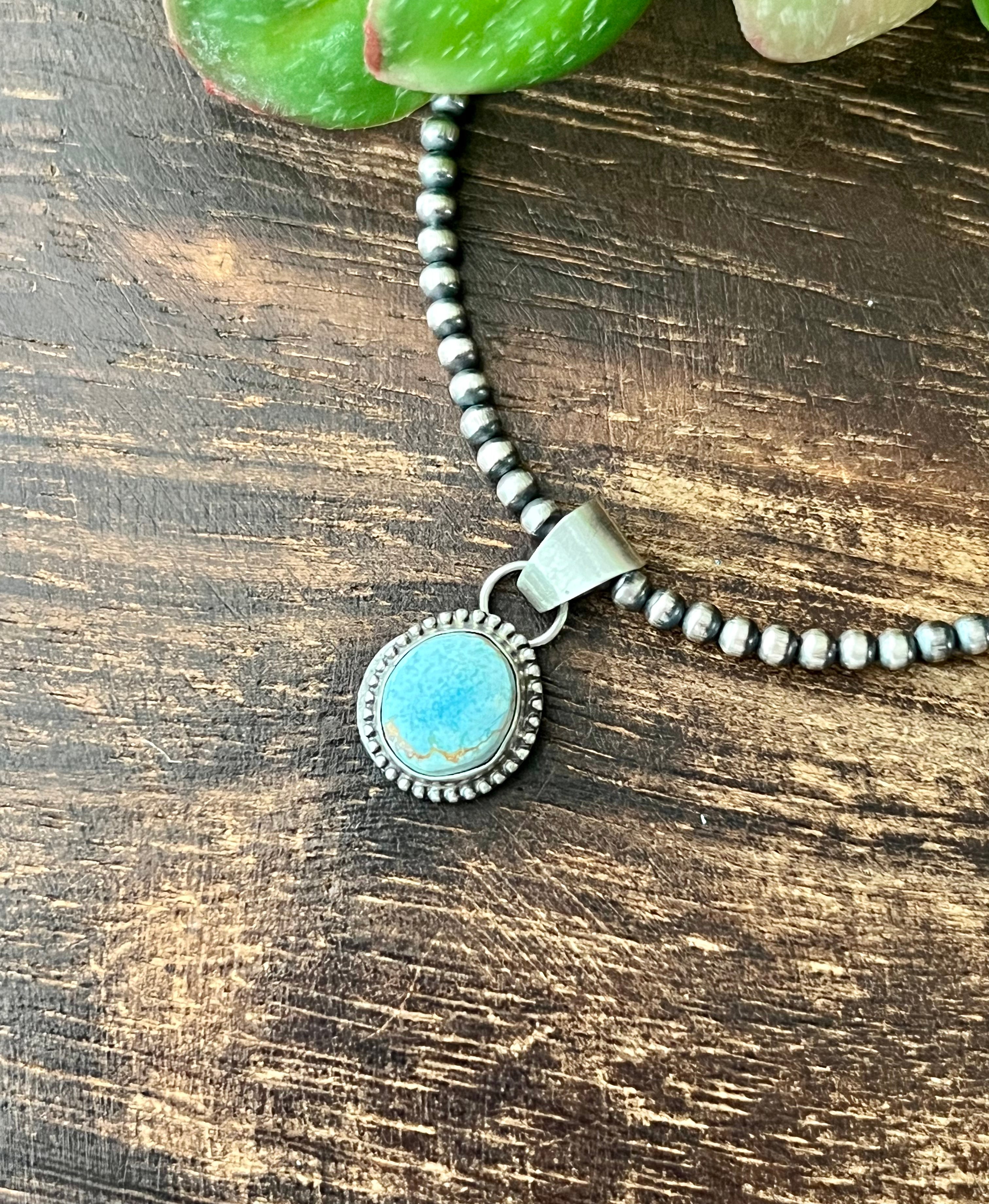Navajo Made Golden Hill’s Turquoise & Sterling Silver Pendant