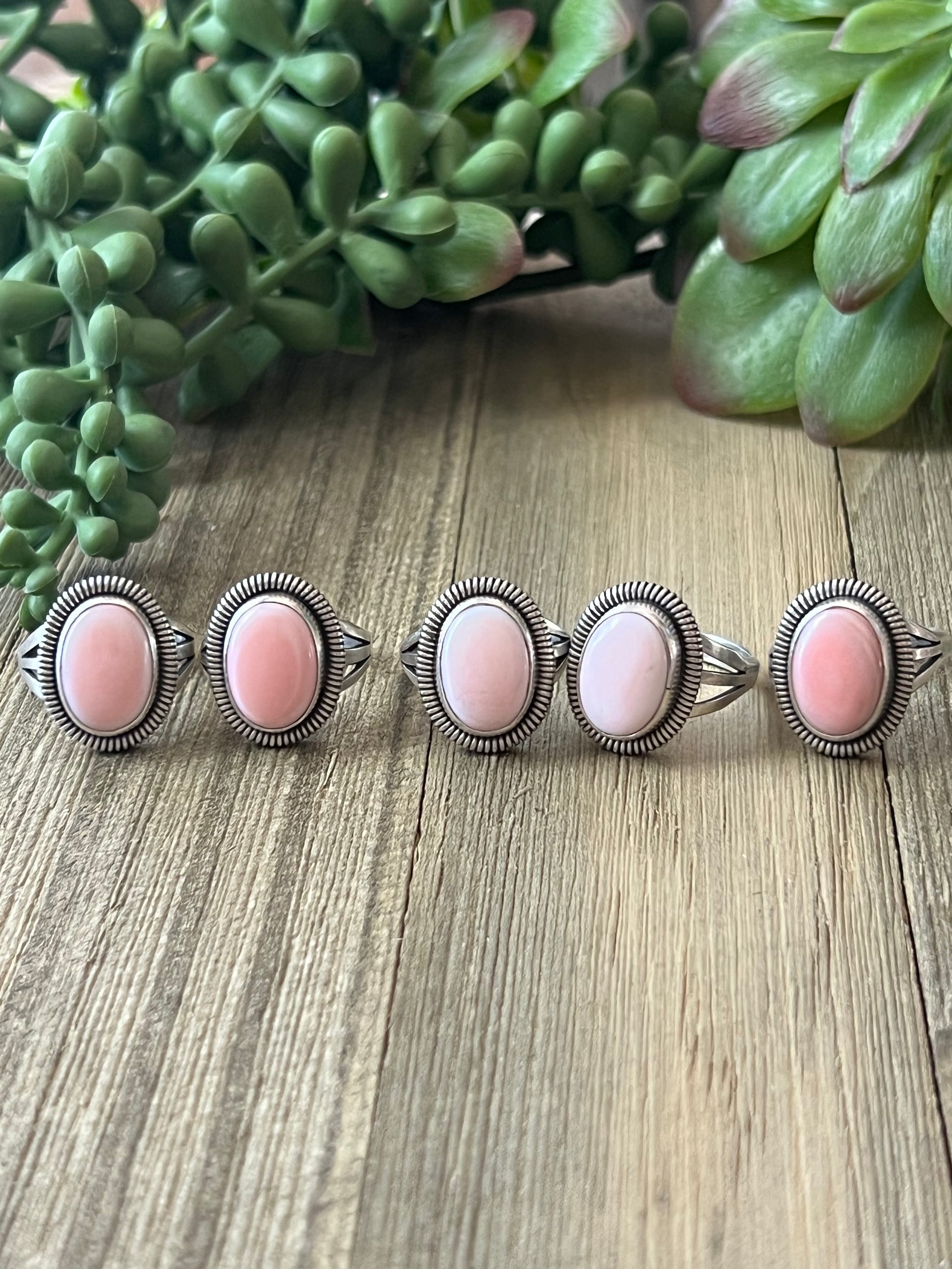 Navajo Made Pink Conch & Sterling Silver Ring