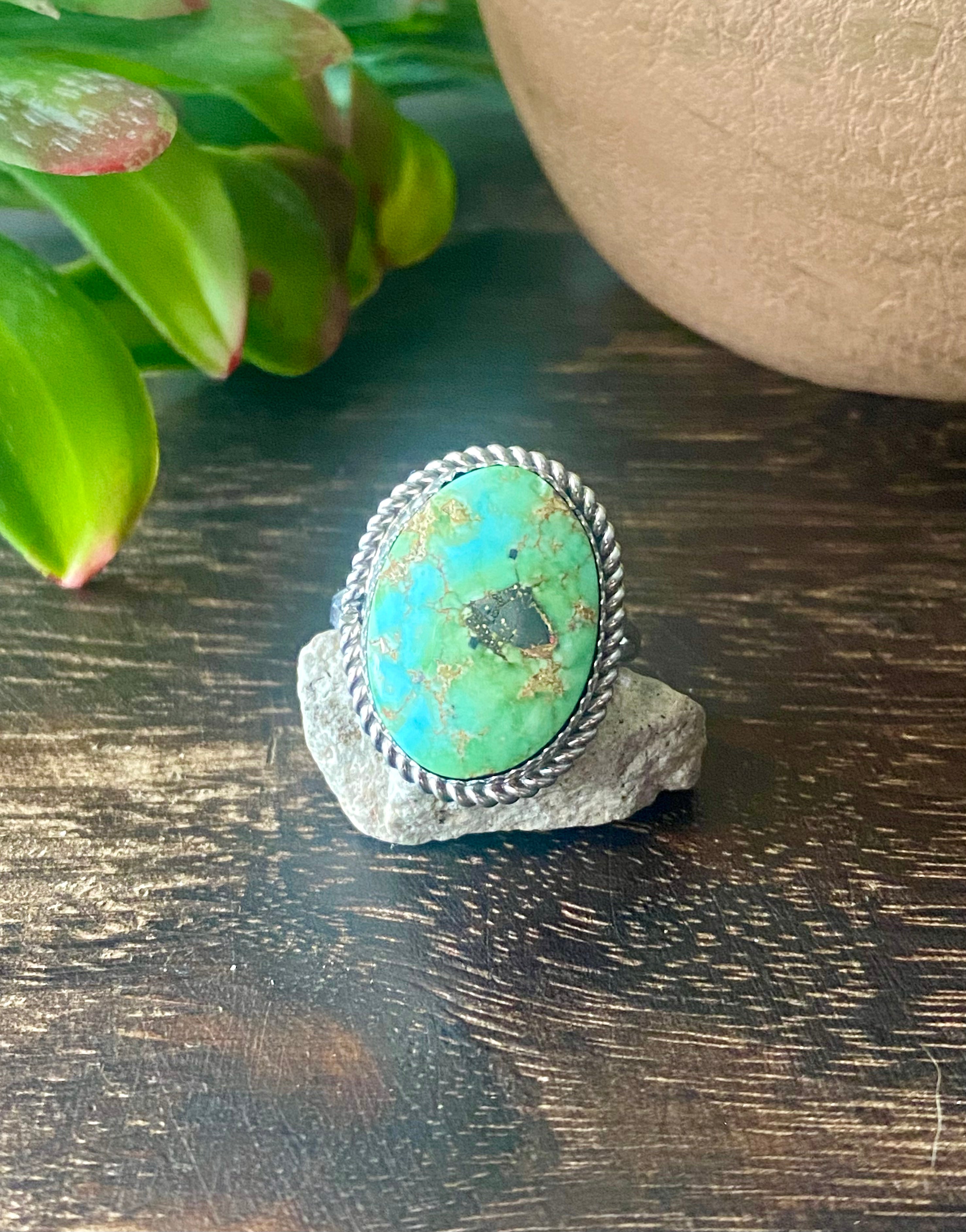 Reda Galvan Sonoran Mountain Turquoise & Sterling Silver Ring Size 9.5