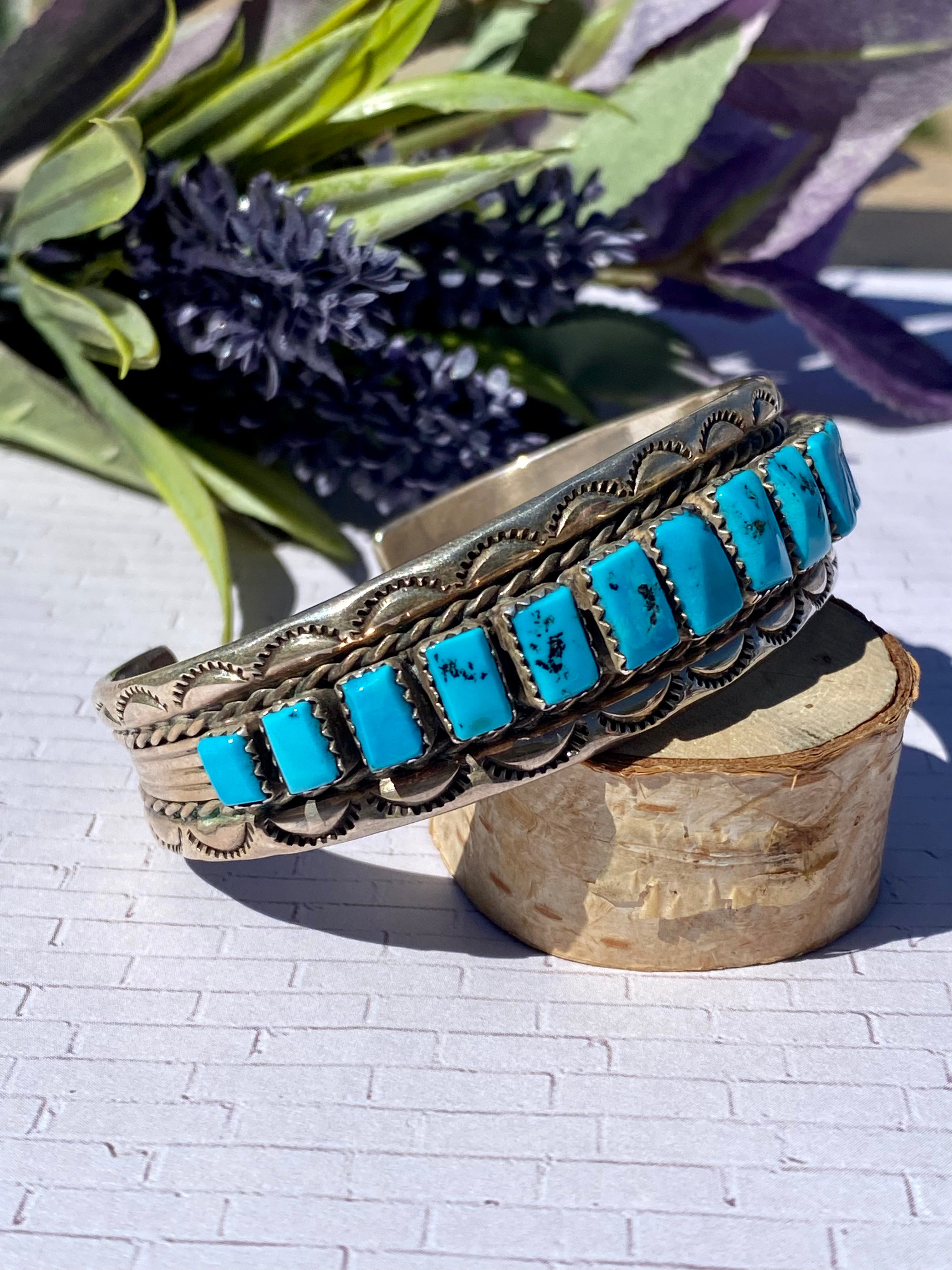 Vintage Famous Navajo Tommie Tso Sr. Sleeping Beauty Turquoise & Sterling Silver Cuff Bracelet
