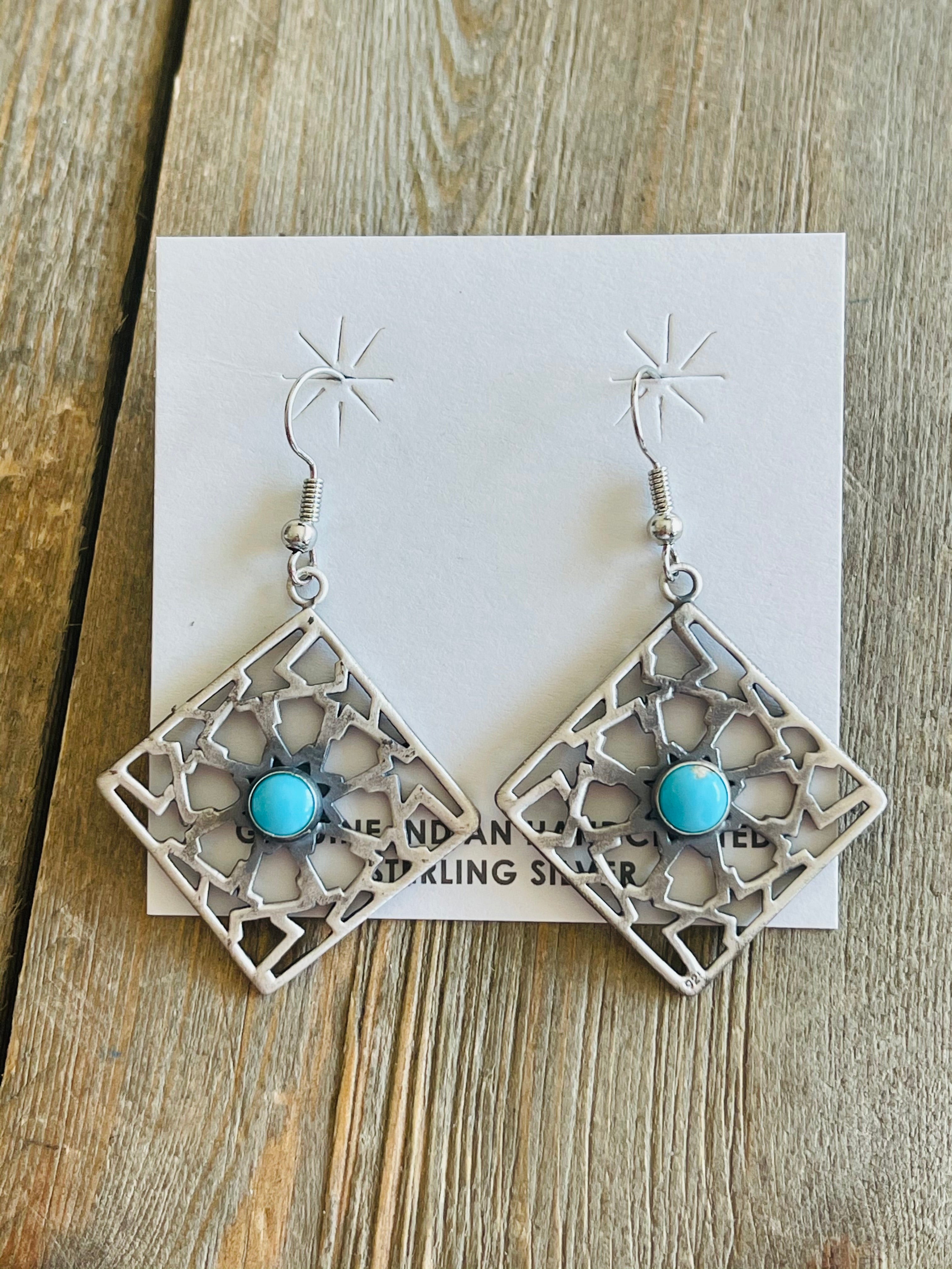 Tony Yazzie Turquoise & Sterling Silver Dangles