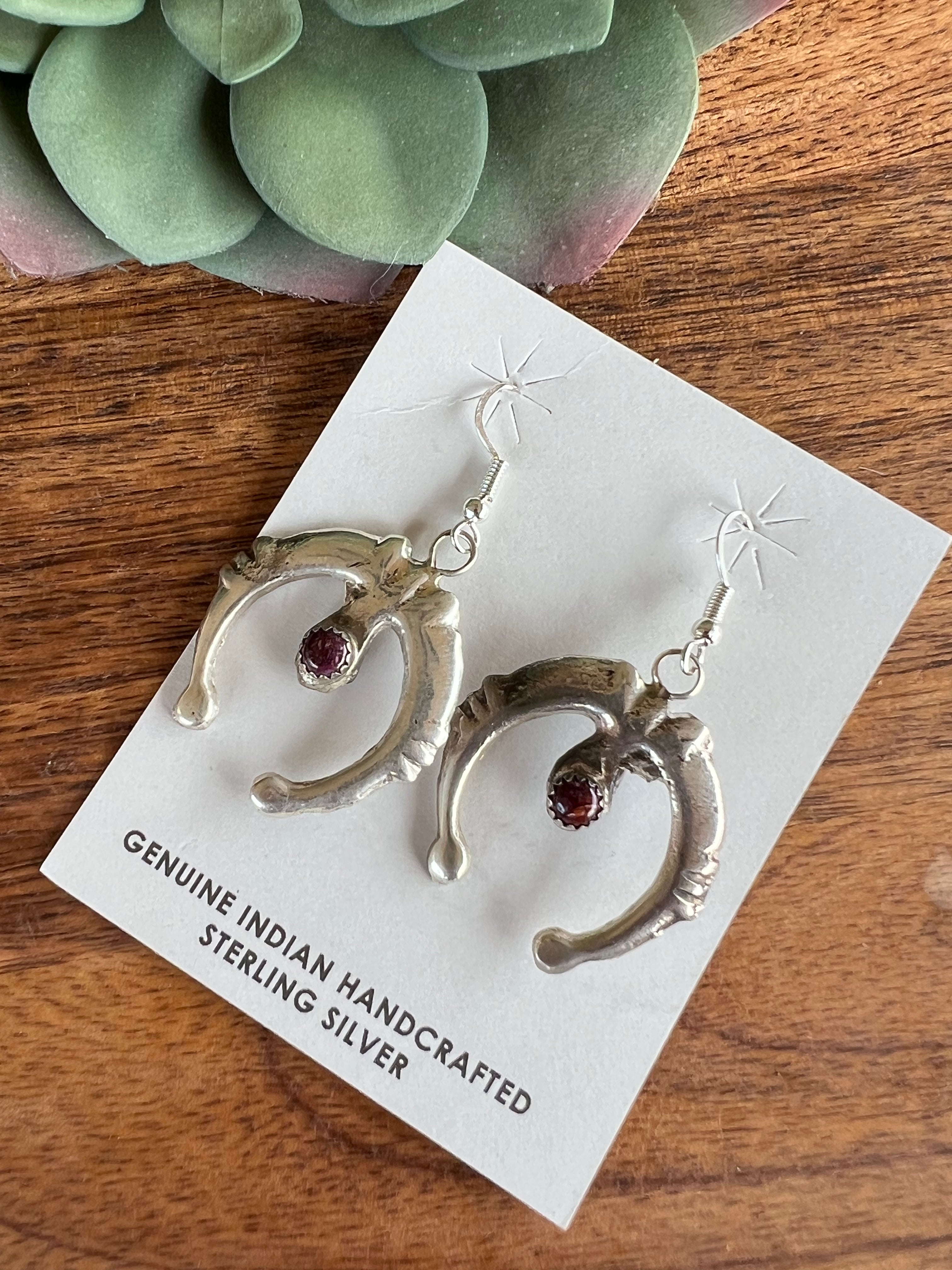 Tonya Yazzie Purple Spiny Oyster & Sterling Silver Dangle Earrings