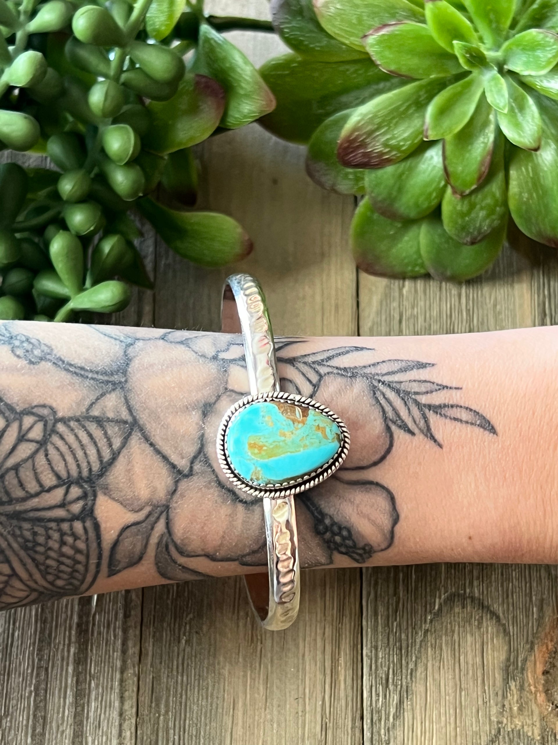 Southwest Made Kingman Turquoise & Sterling Silver Cuff Bracelet