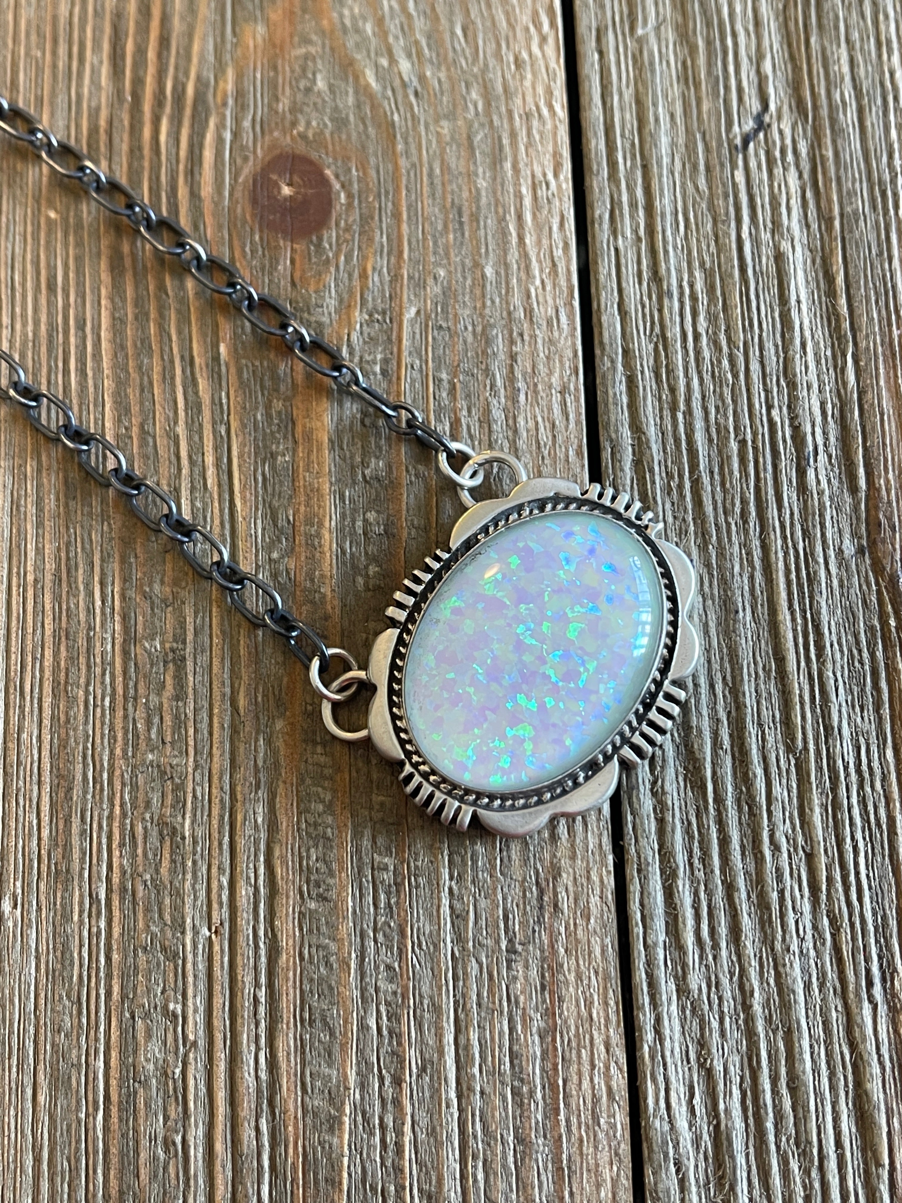 Russell Sam Opal & Sterling Silver Necklace