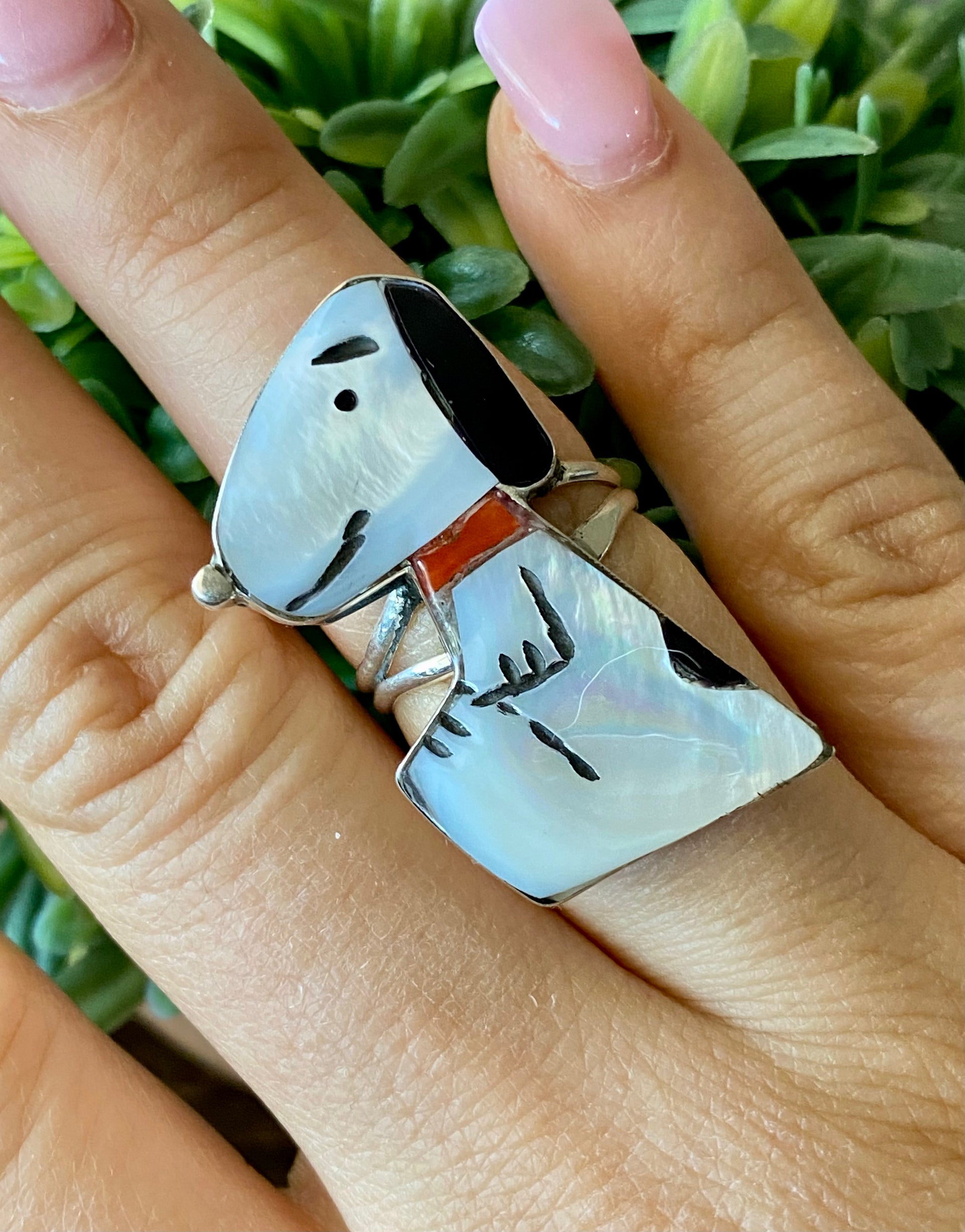 Shenel Comosona Multi Stone & Sterling Silver Snoooy Inlay Rings
