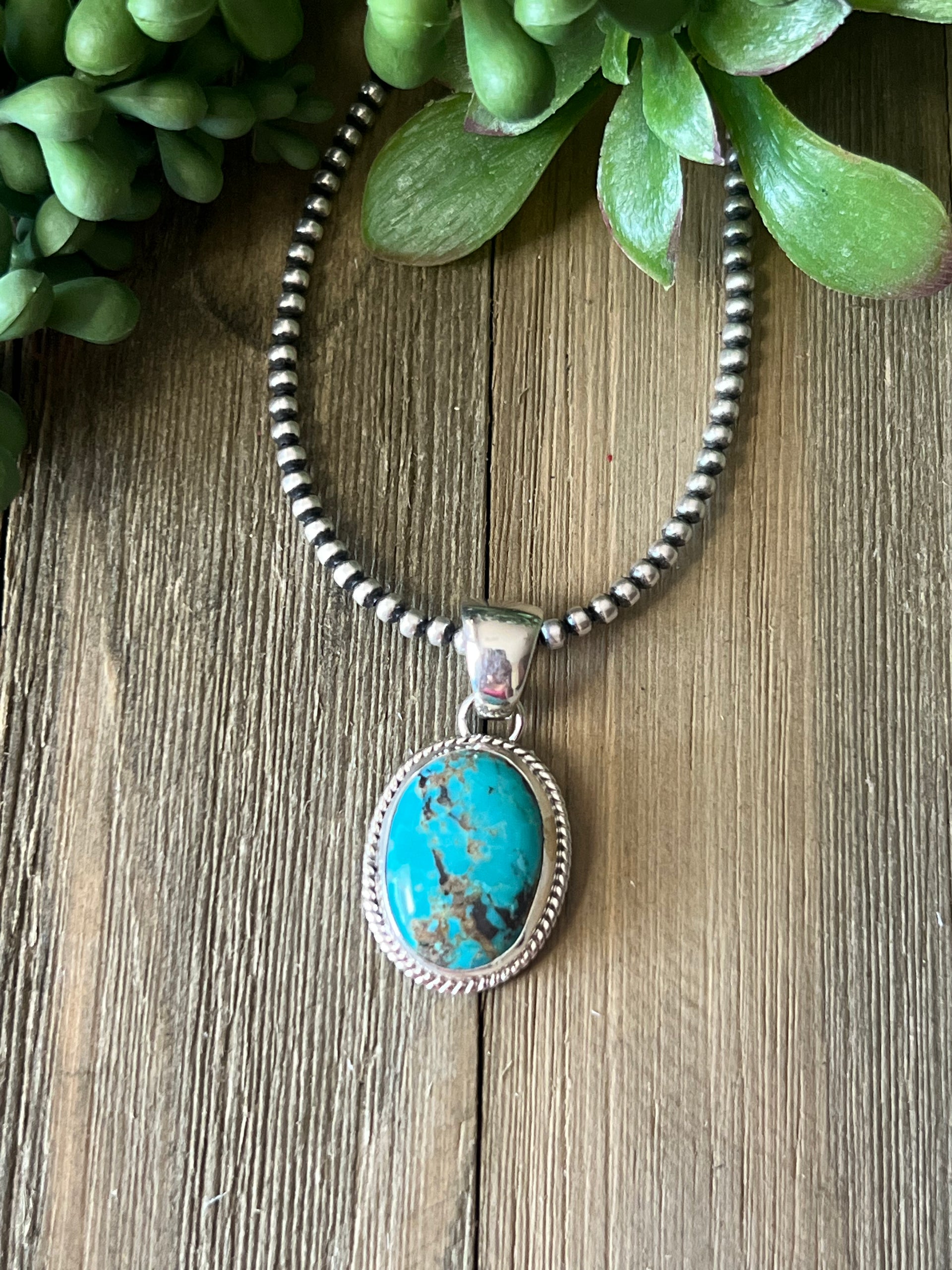 Navajo Made Red Skin Turquoise & Sterling Silver Pendant