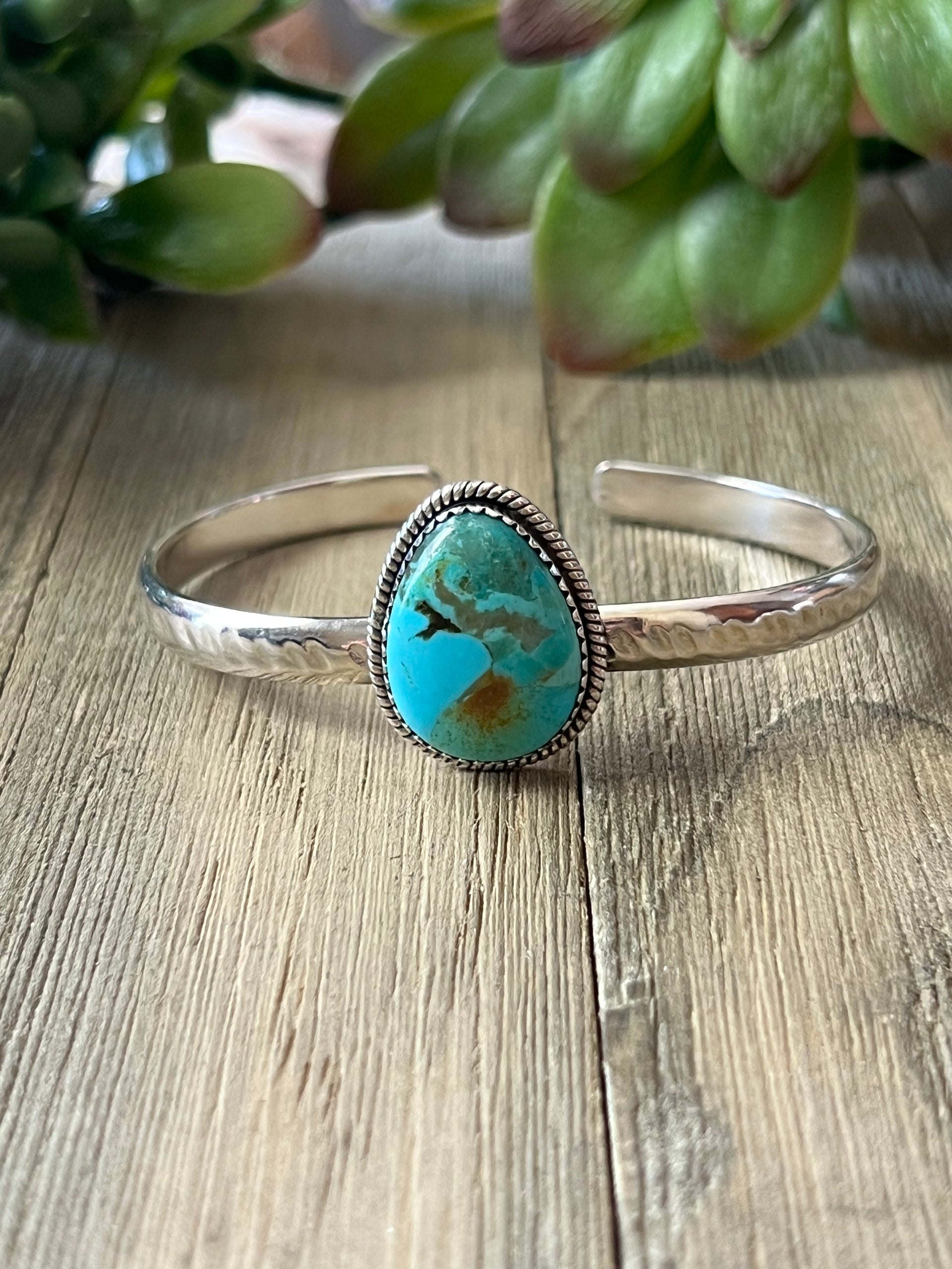Southwest Made Kingman Turquoise & Sterling Silver Cuff Bracelet
