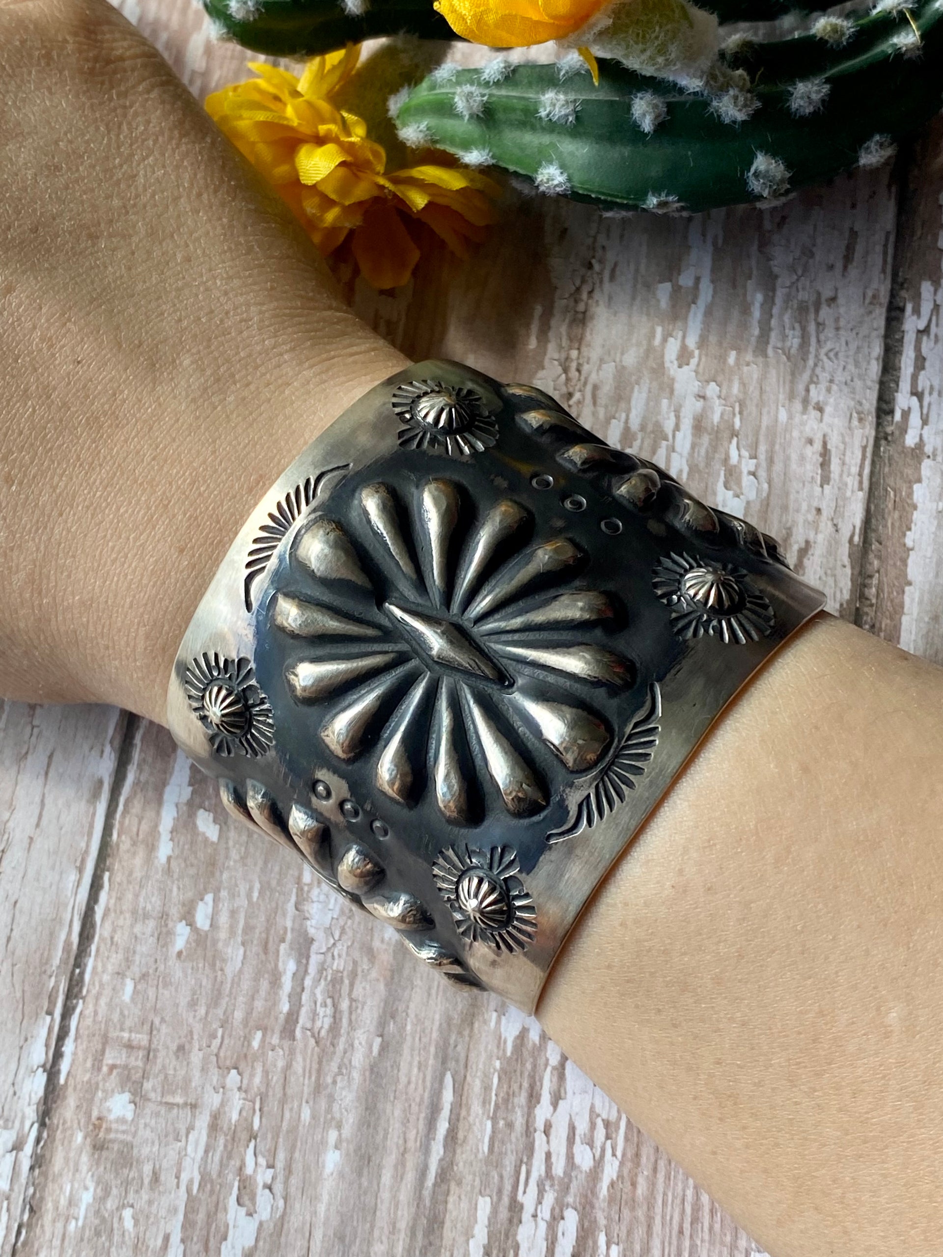 Elvira Bill Sterling Silver Concho Cuff Bracelet