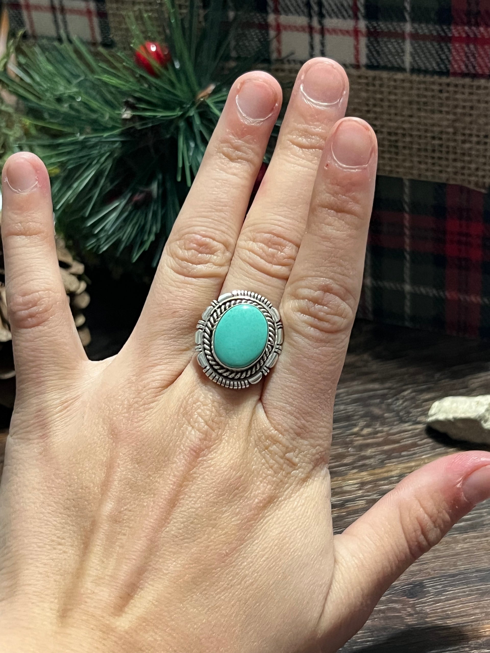 Scott Skeets Kingman Turquoise & Sterling Silver Ring Size 6.