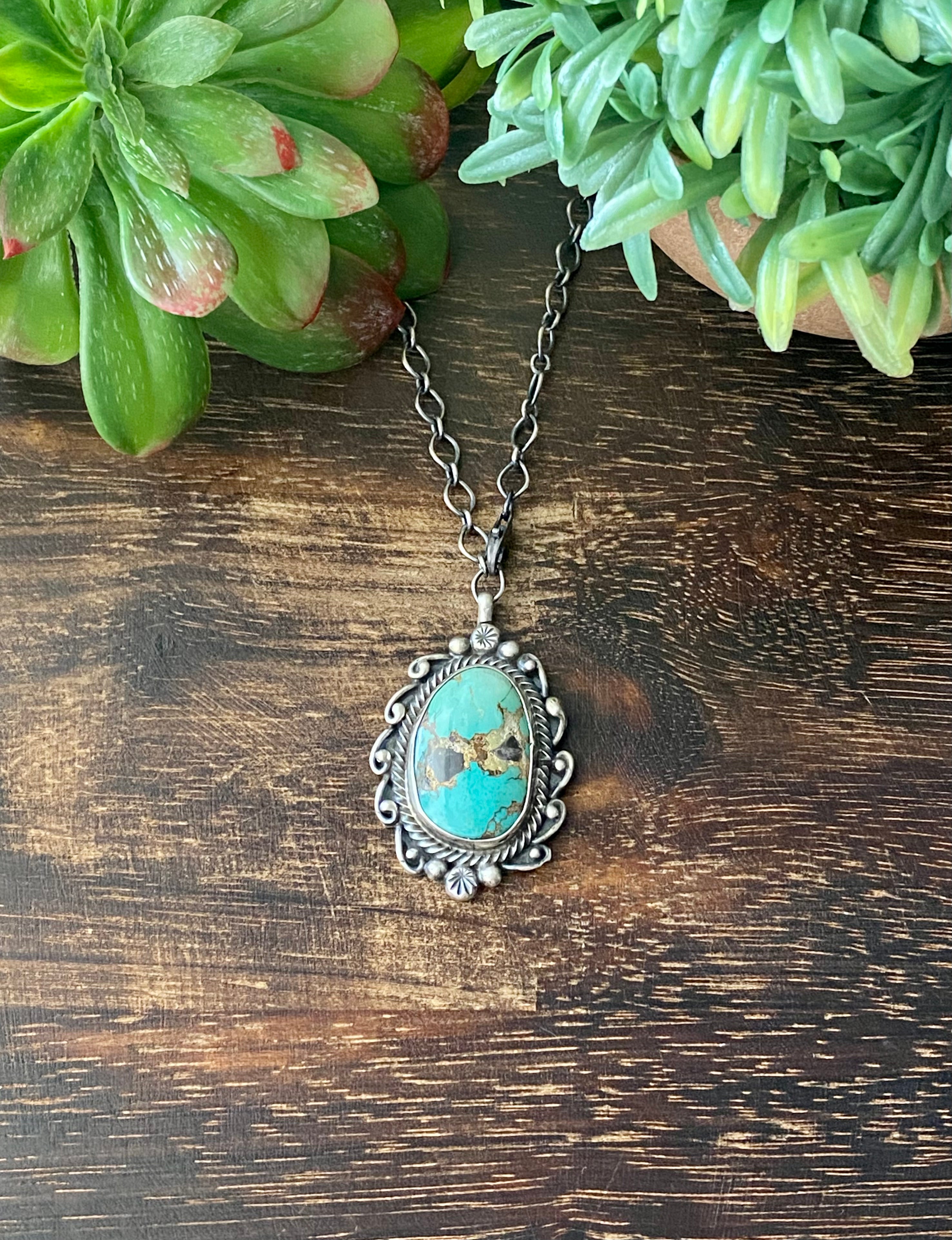 Sheila Becenti Carico Lake Turquoise & Sterling Silver Necklace
