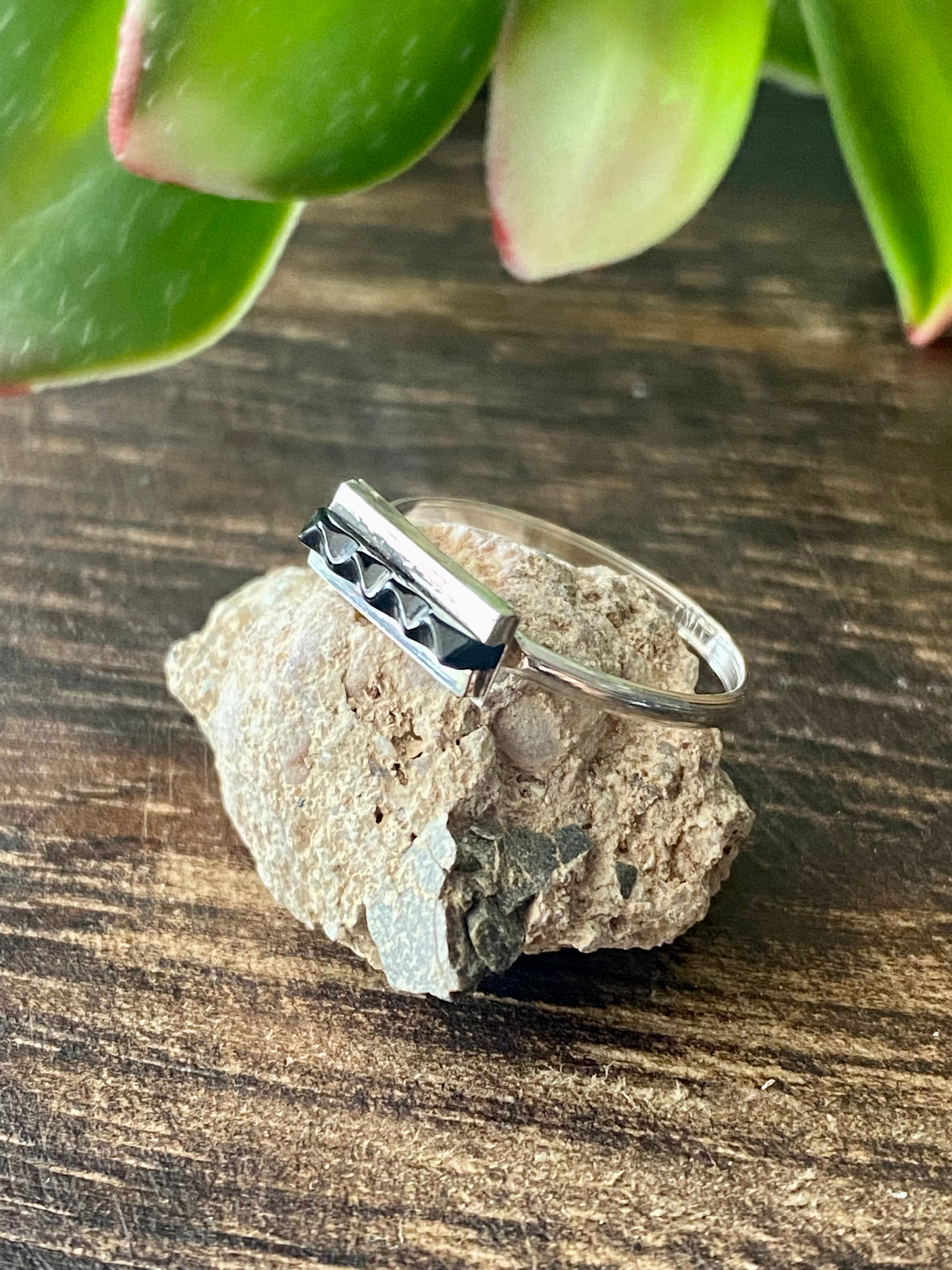 Zuni Made Sterling Silver Bar Ring Size 6.5