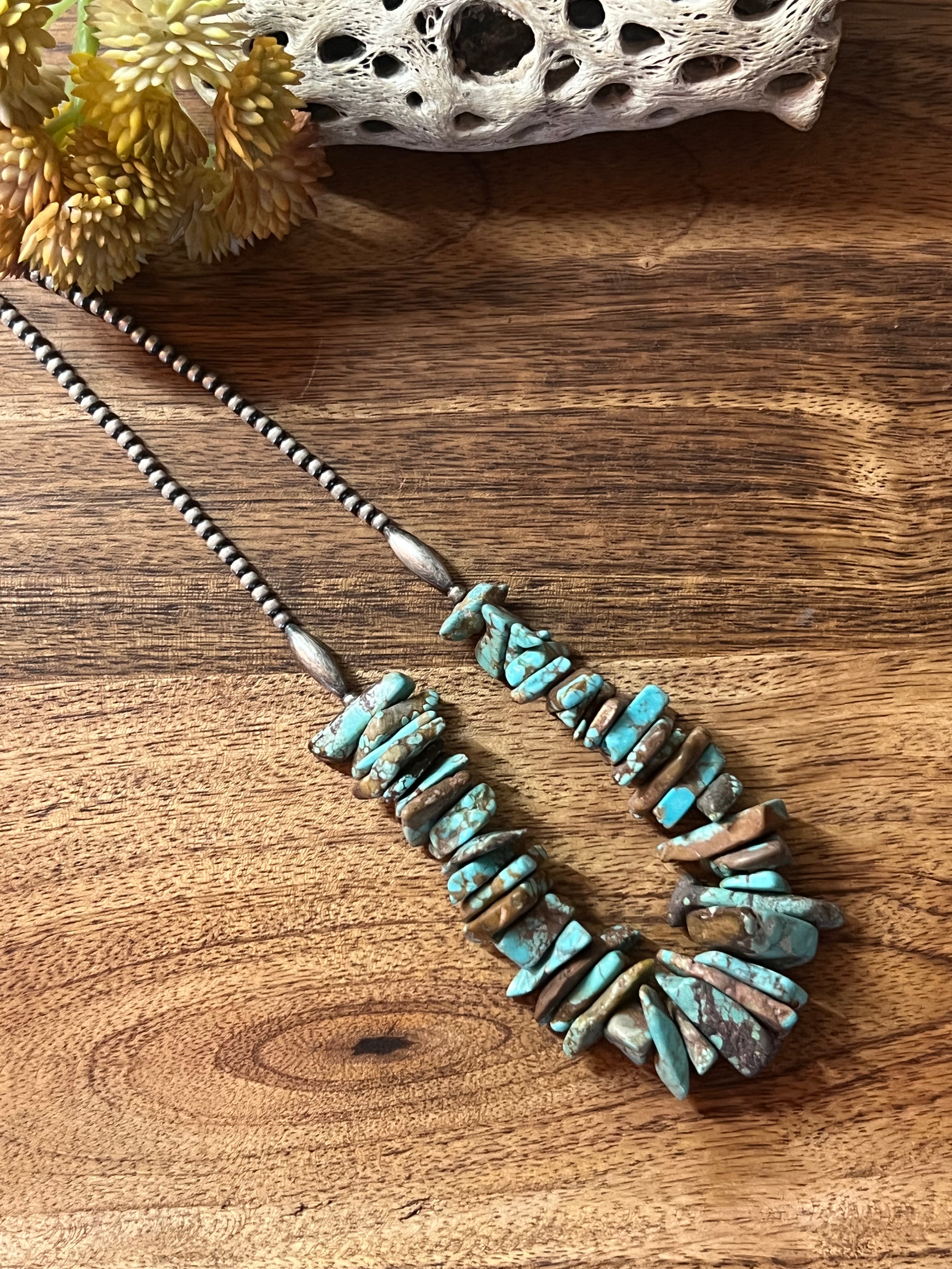 Navajo Made #8 Turquoise & Sterling Silver Necklace