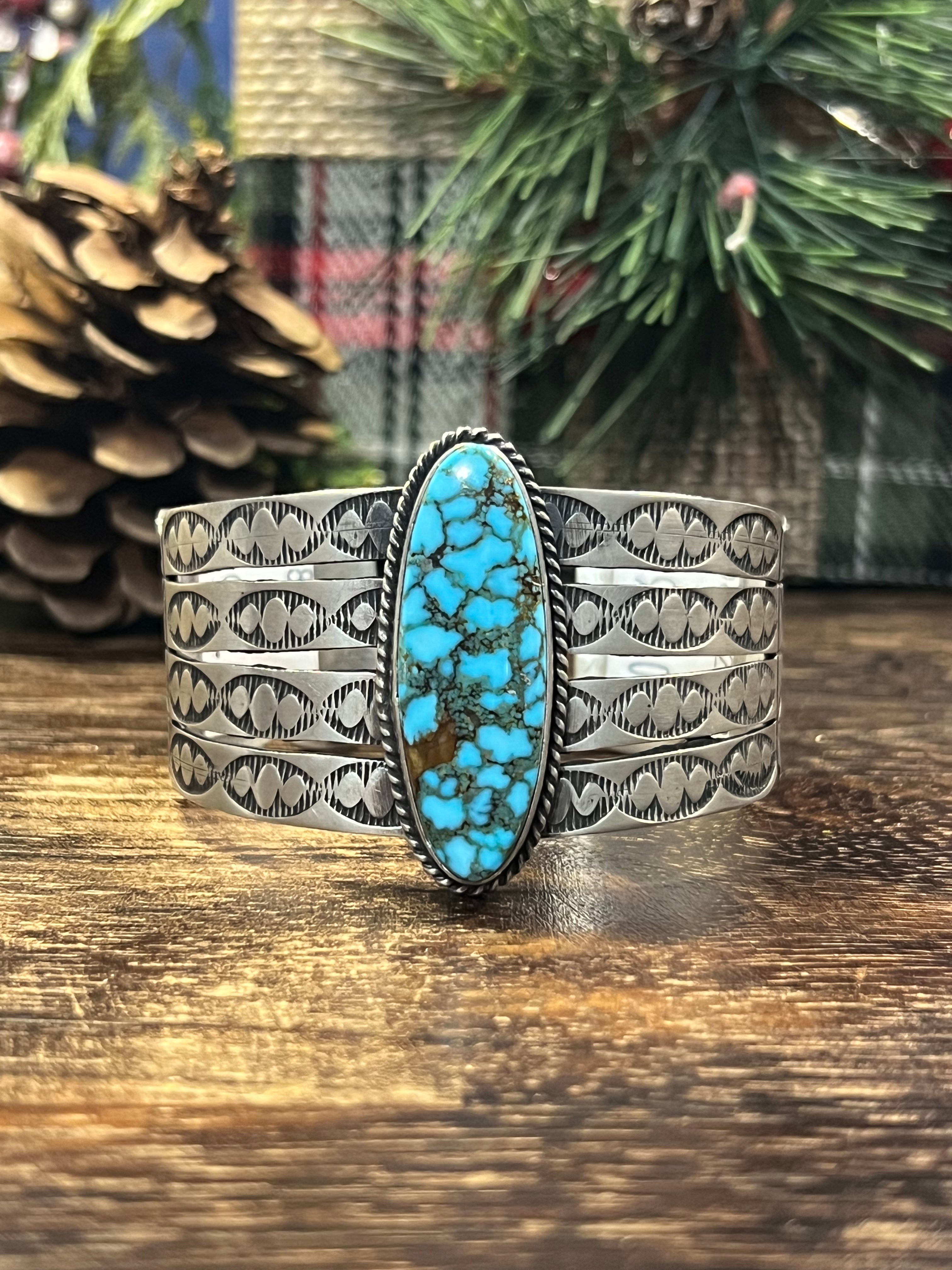 Navajo Made High Grade Kingman & Sterling Cuff Bracelet