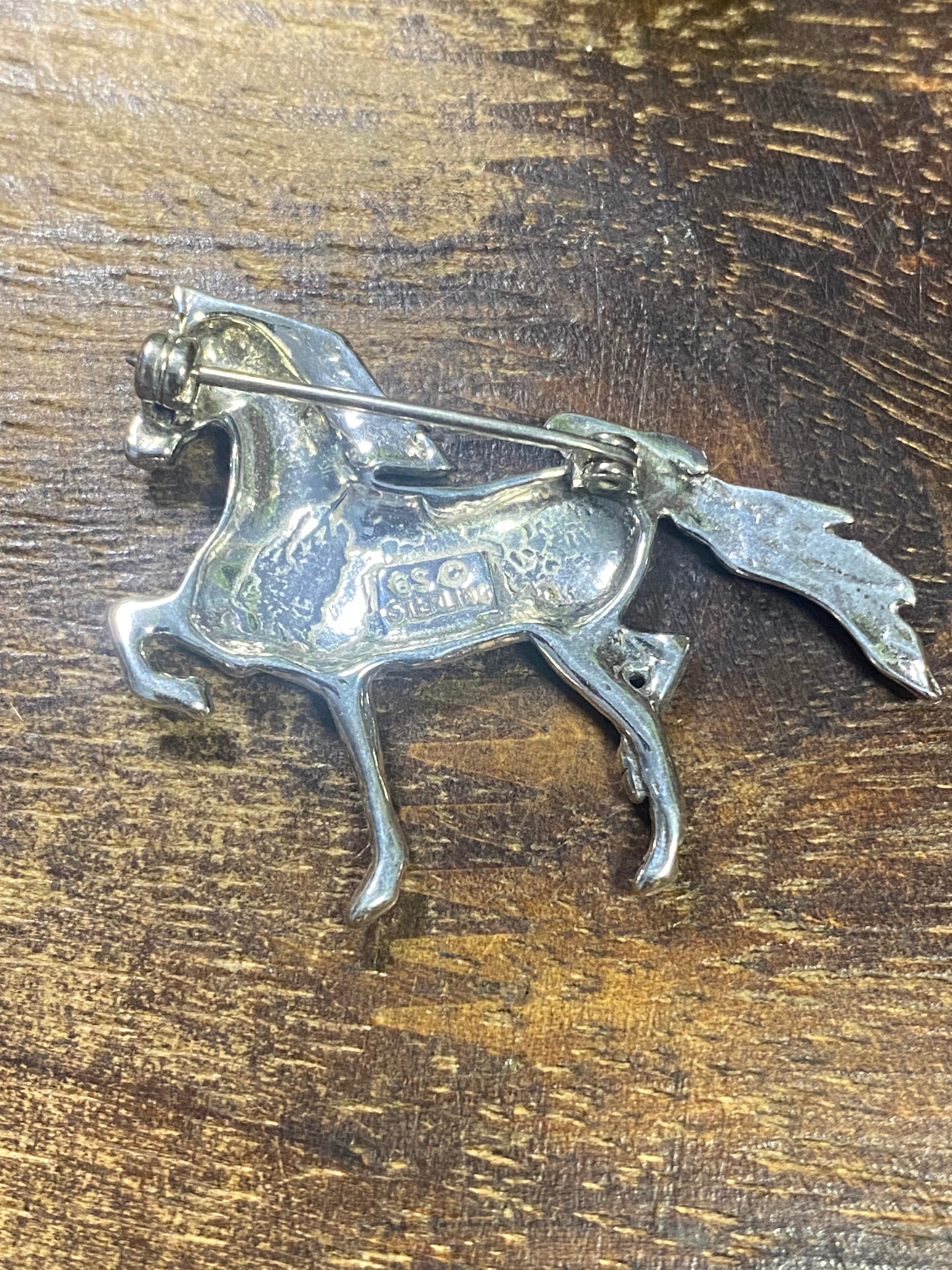 Navajo Made Sterling Silver Horse Pin