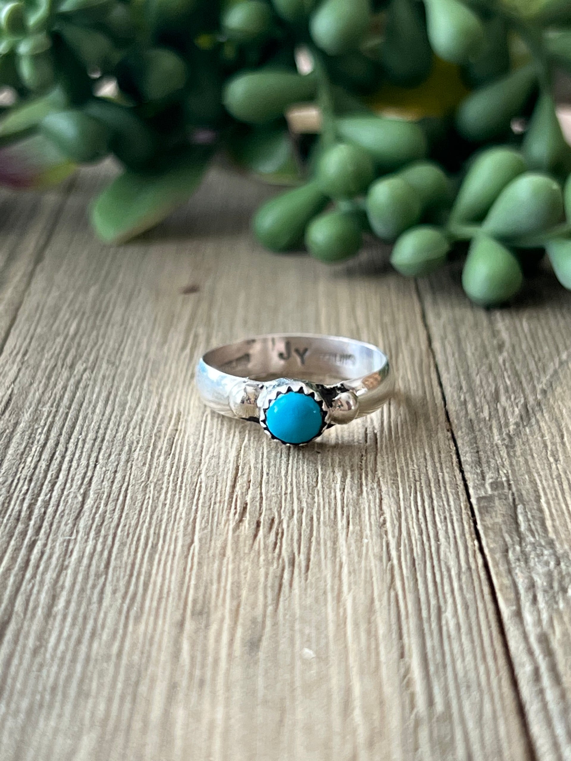 Navajo Made Sleeping Beauty Turquoise & Sterling Silver Ring