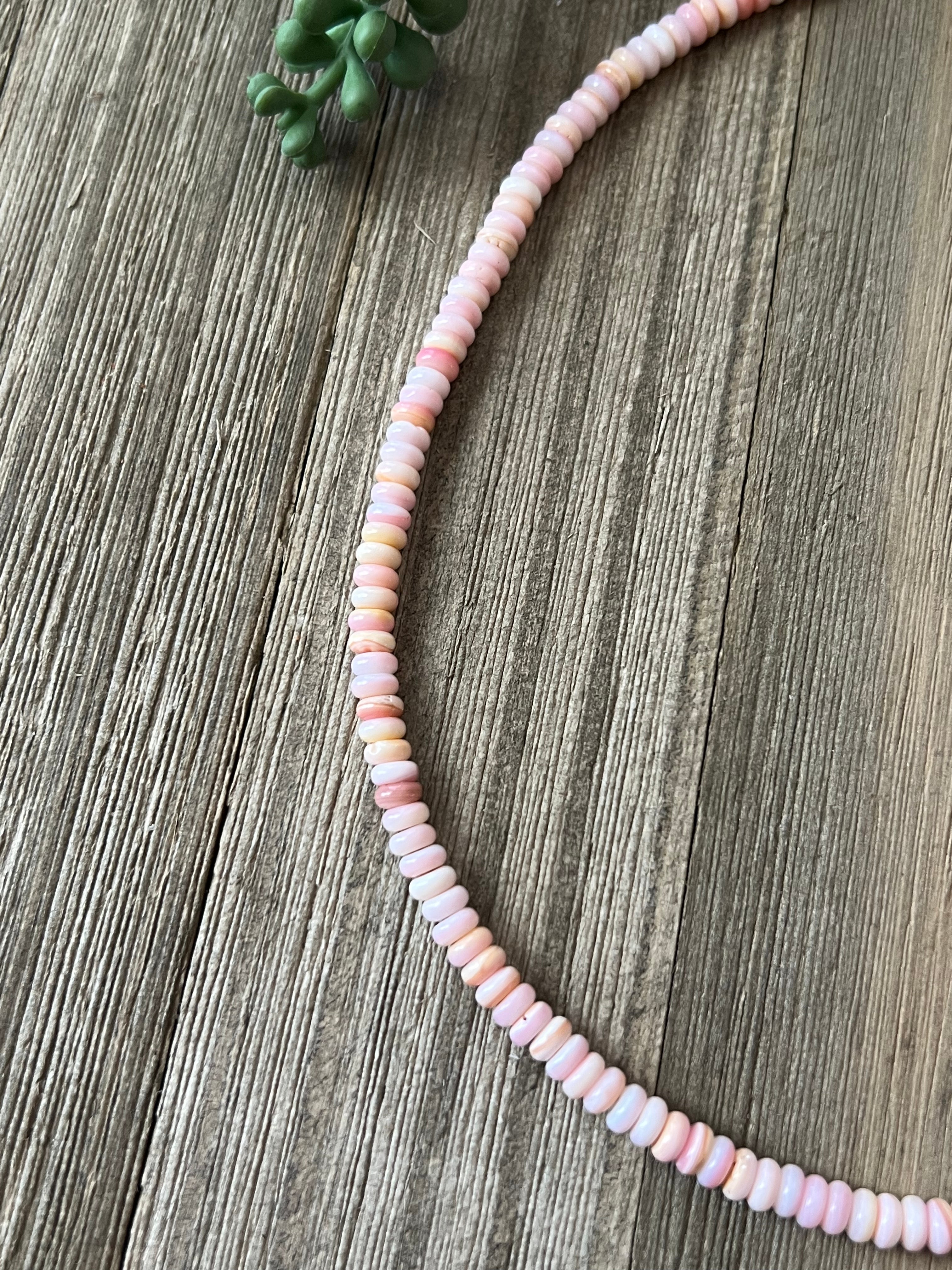 Navajo Strung Pink Conch & Sterling Silver Necklace