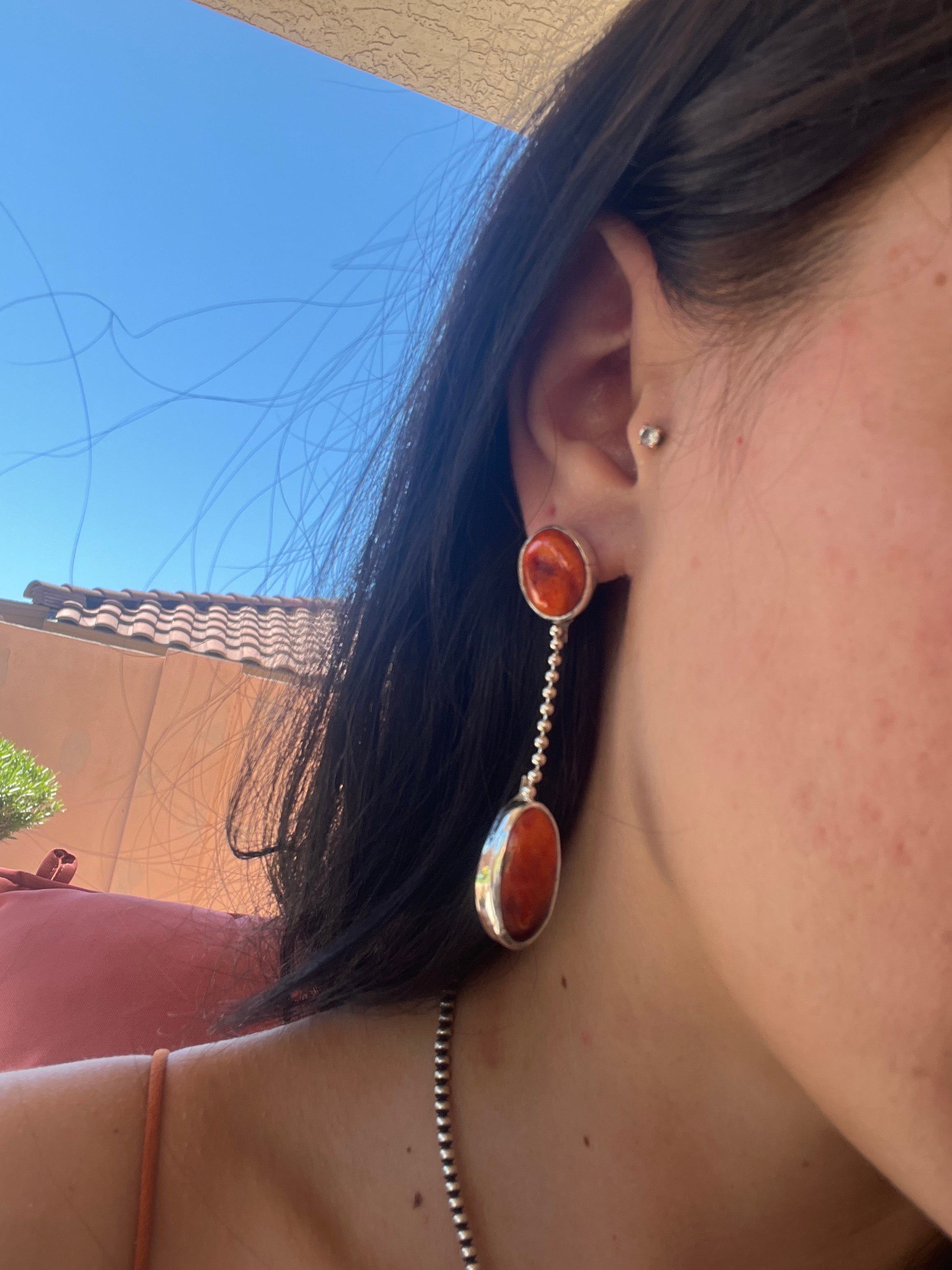 Navajo Made Spiny Oyster Post Earrings