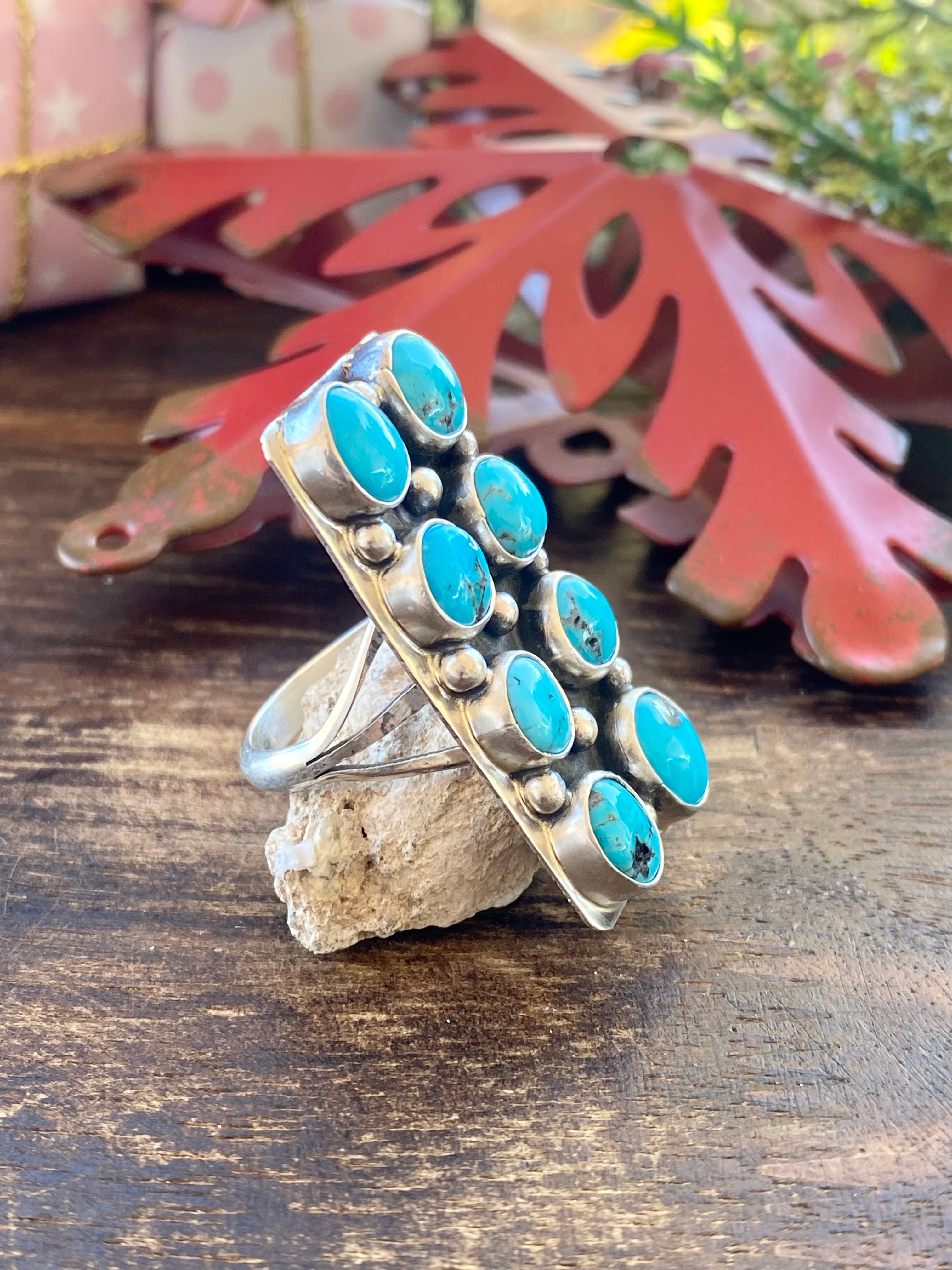 Navajo Made Kingman Turquoise & Sterling Silver Rings