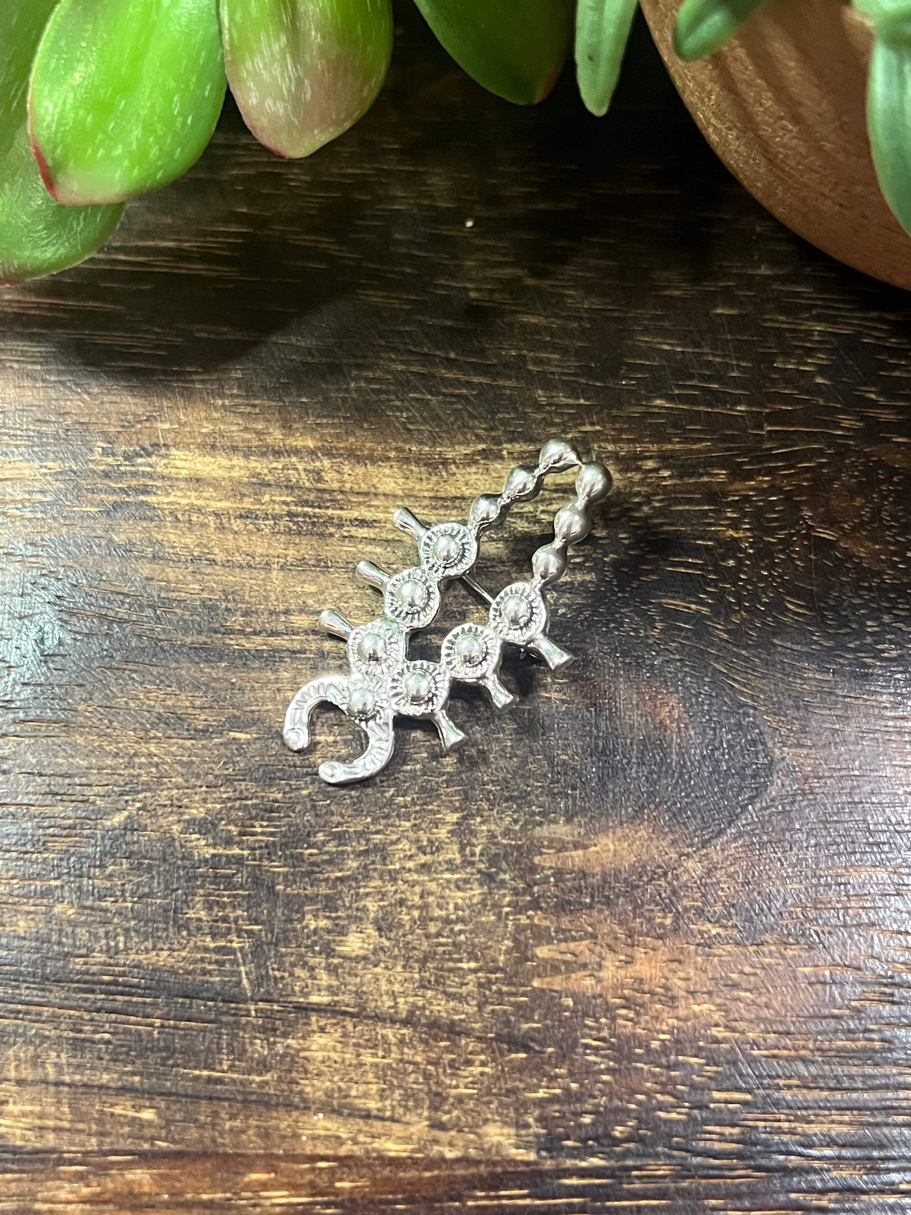 Navajo Made Sterling Silver Squash Blossom Pin