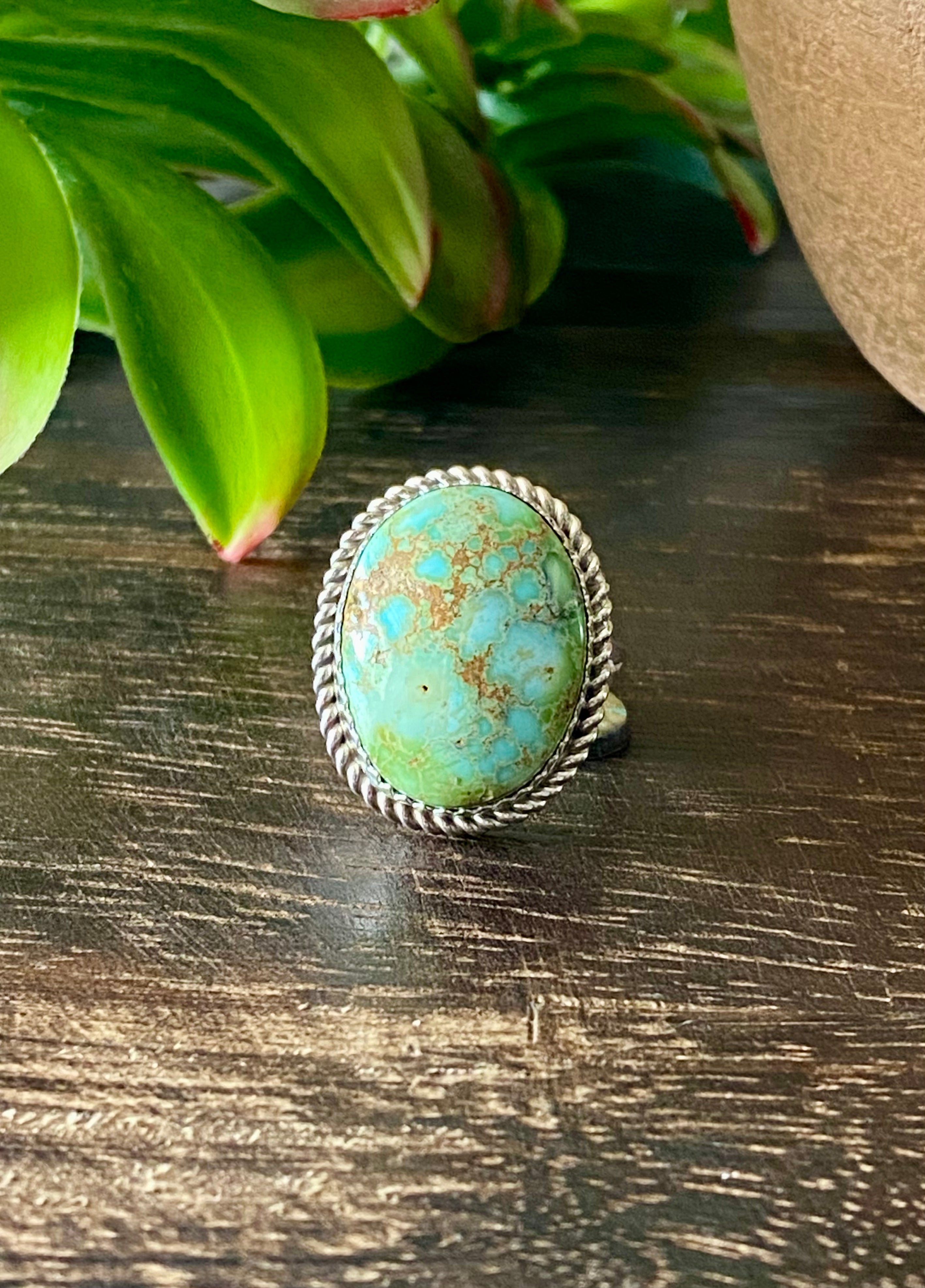 Reda Galvan Sonoran Mountain Turquoise & Sterling Silver Ring Size 7.75