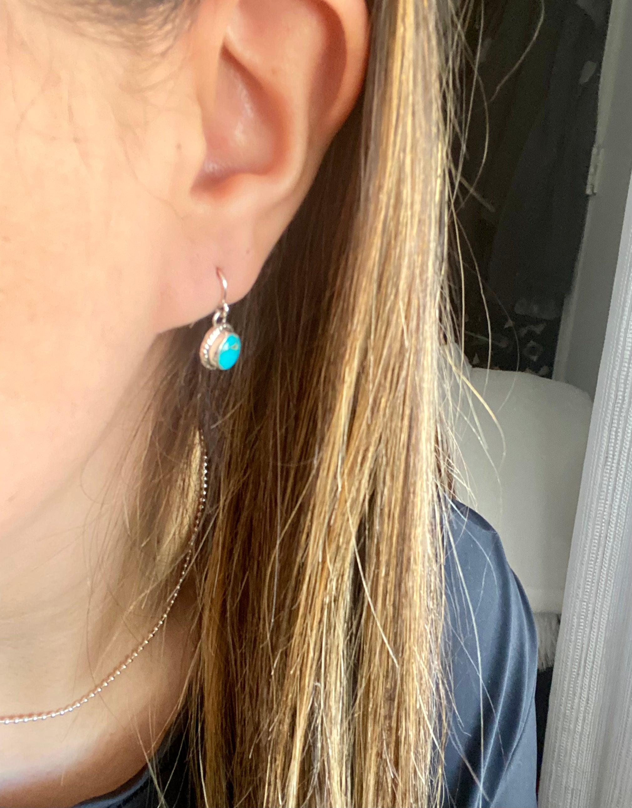 Jan Mariano Kingman Turquoise & Sterling Silver Dangle Earrings