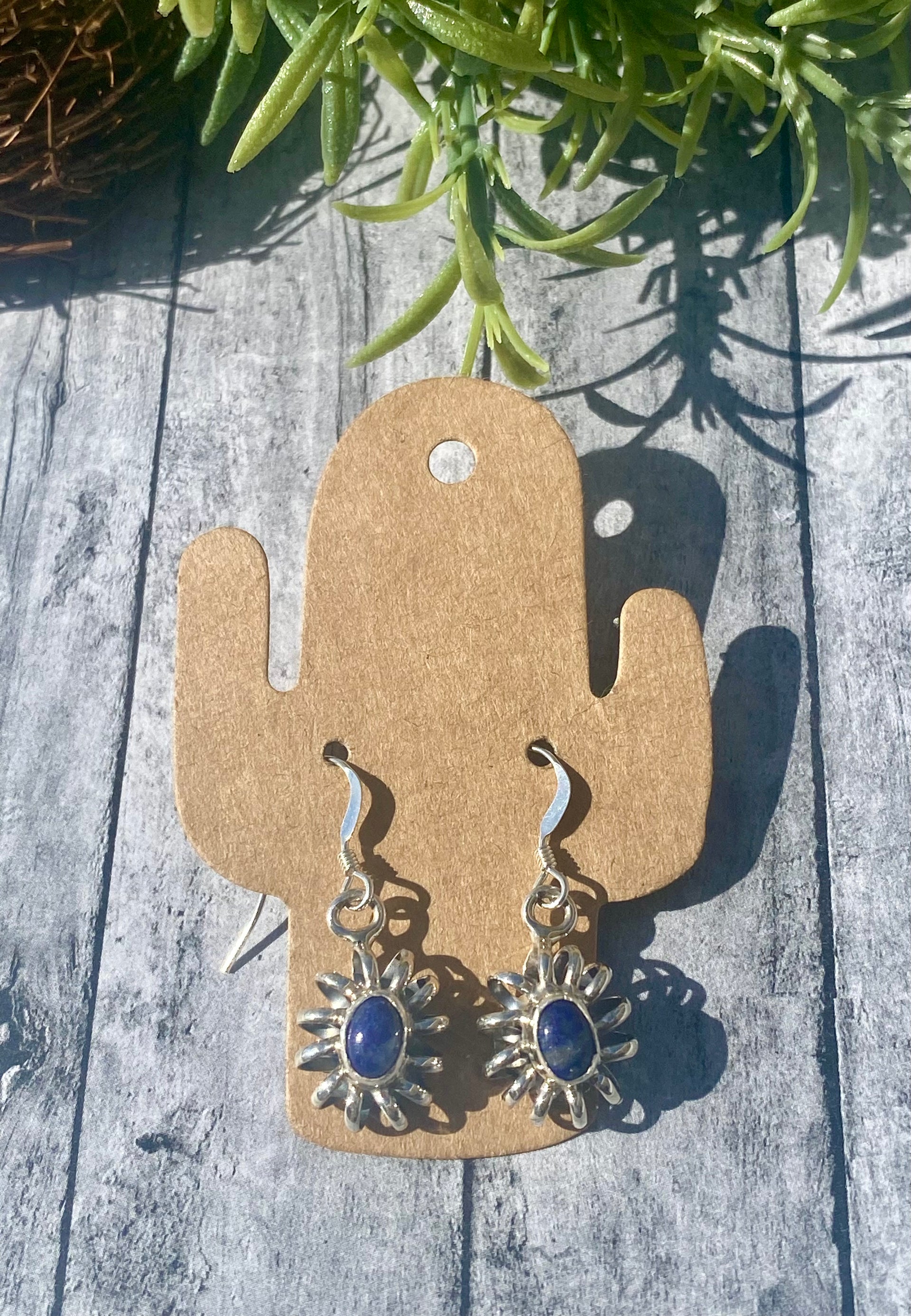 Navajo Made Lapis & Sterling Silver Dangle Earrings