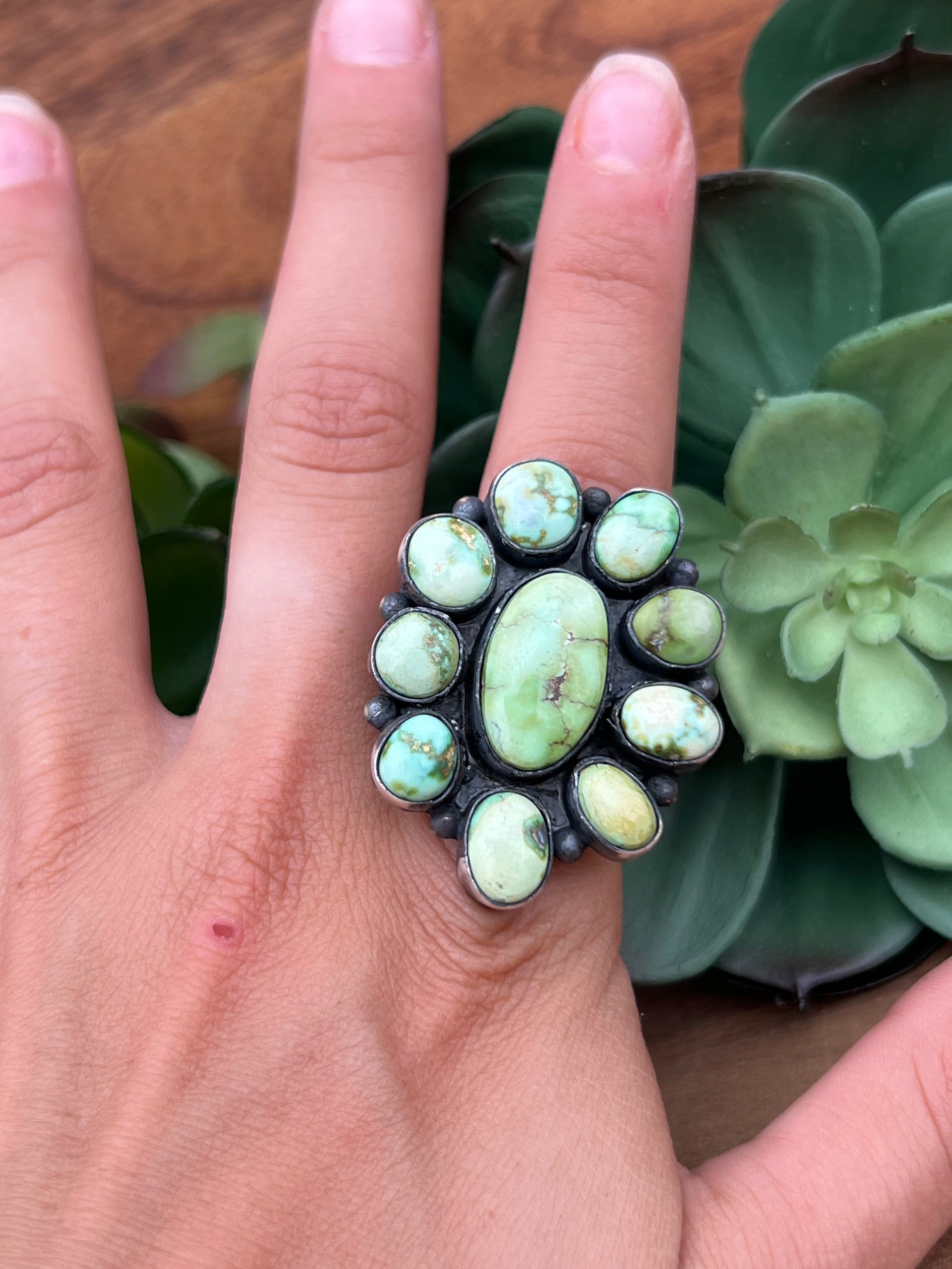 Tim Smith Sonoran Gold Turquoise & Sterling Silver Ring Size 7.25