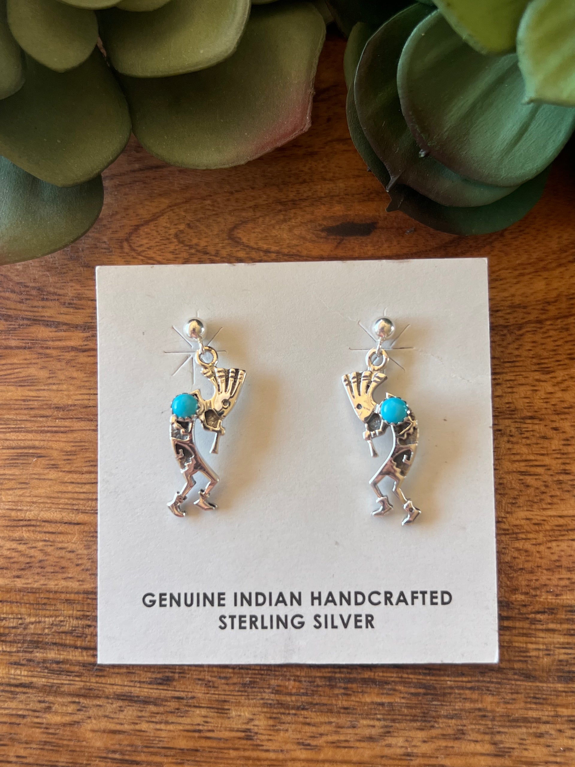Shirley Henry Kingman Turquoise & Sterling Silver Post Dangle Earrings