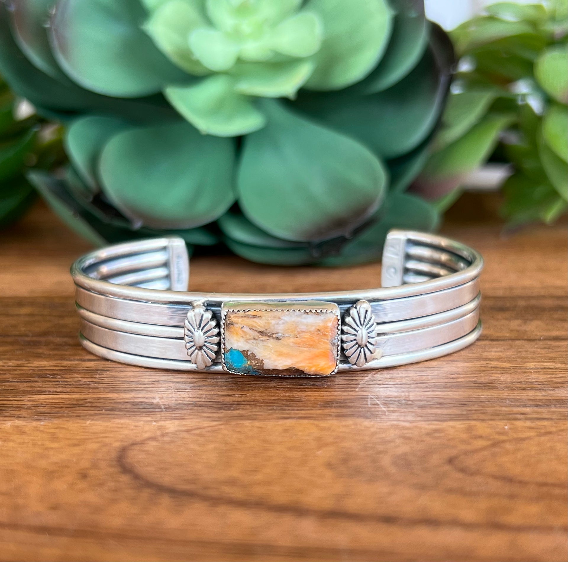 Navajo Made Mohave Turquoise & Sterling Silver Cuff Bracelet