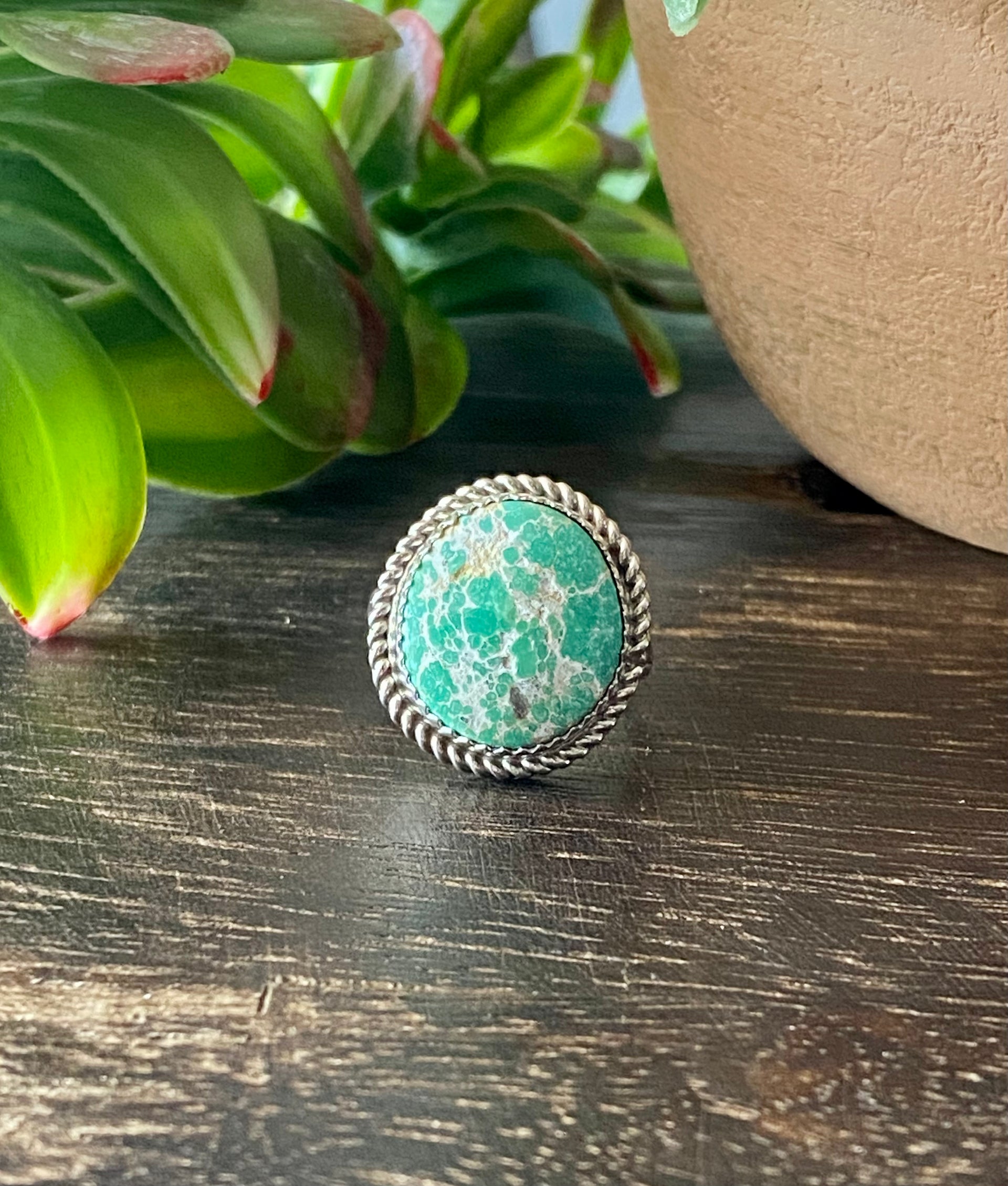 Reda Galvan Sonoran Mountain Turquoise & Sterling Silver Ring Size 7.75