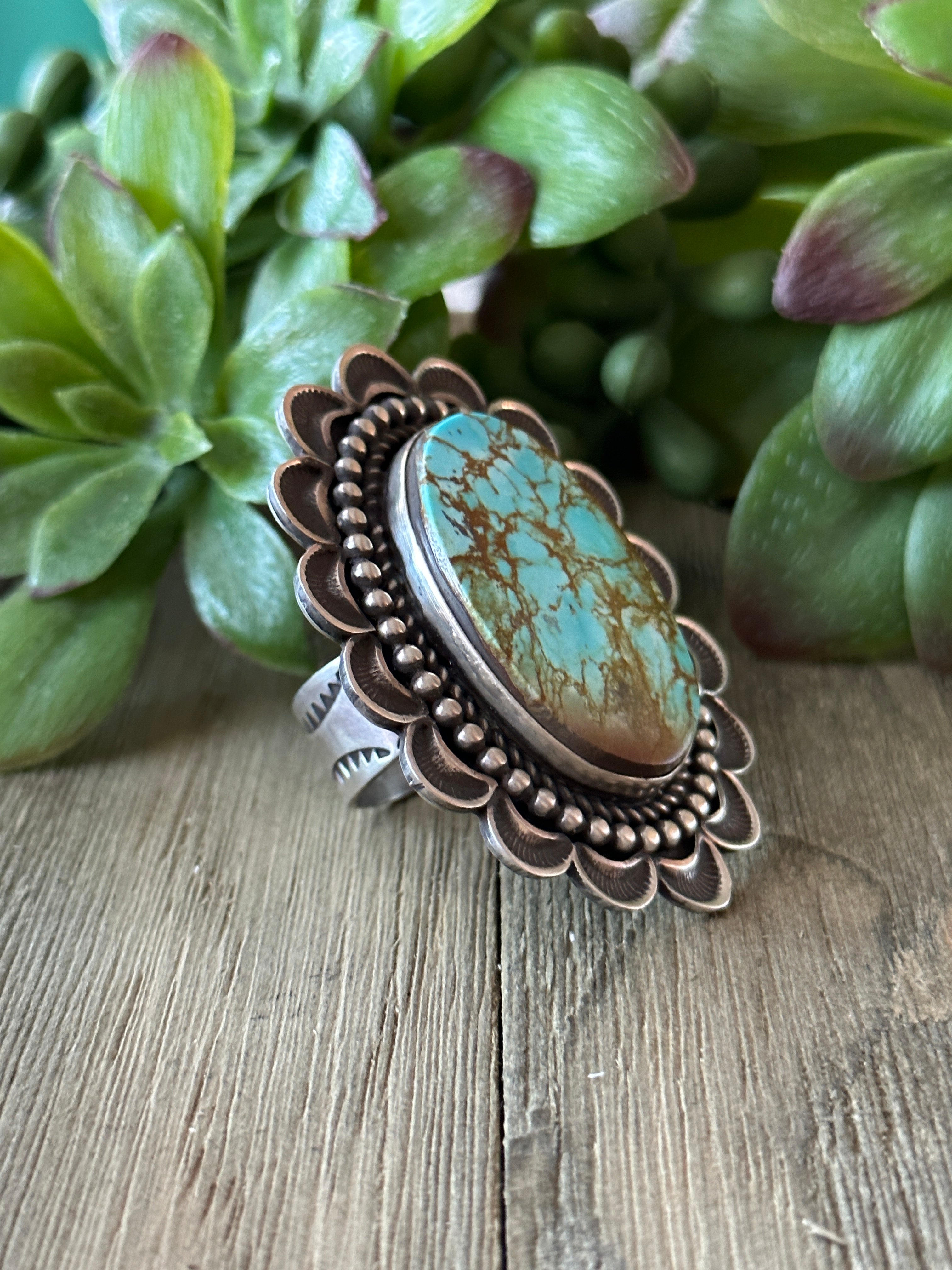 Alex Sanchez Natural Royston Turquoise & Sterling Silver Adjustable Ring