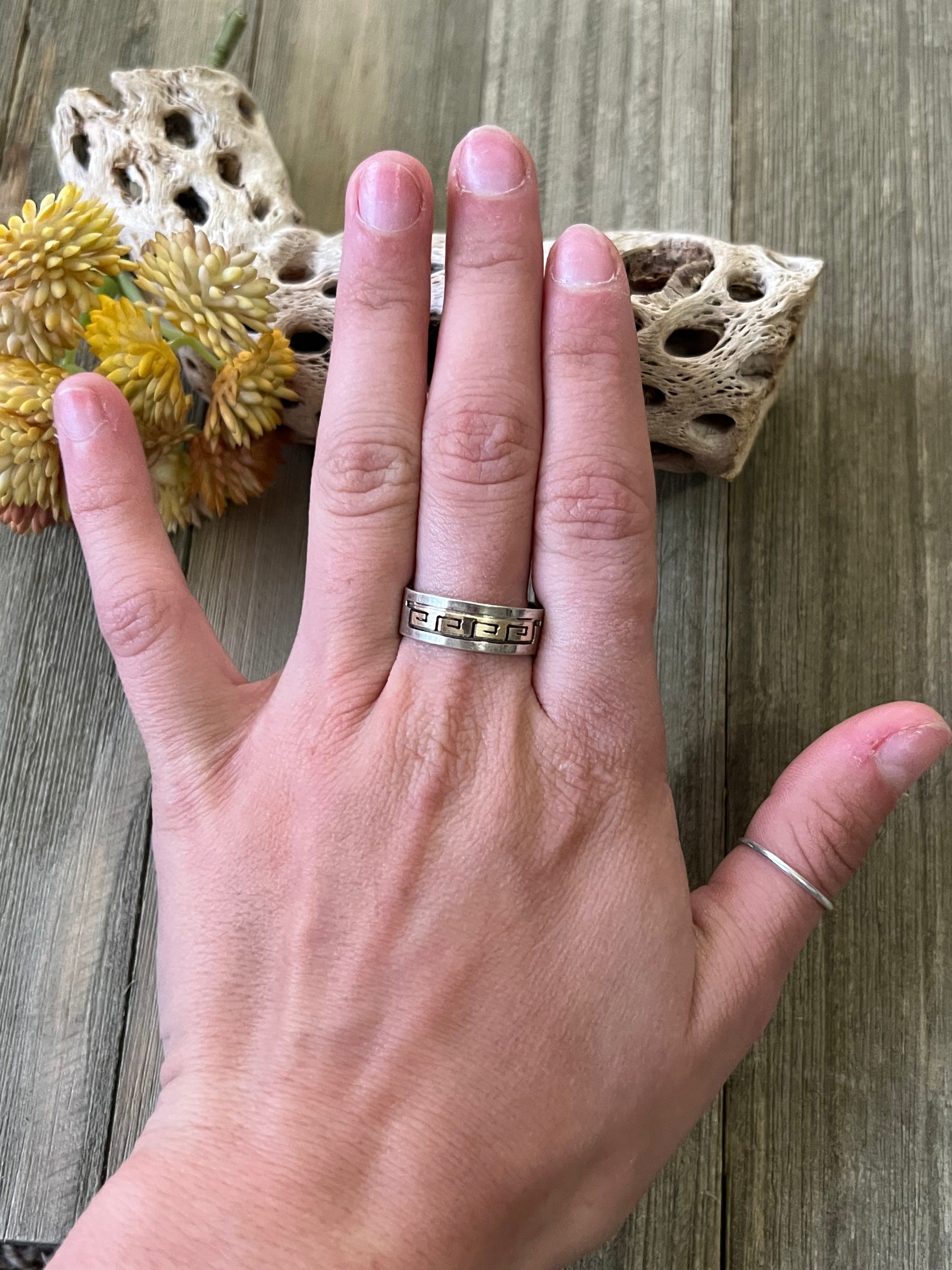 Scott Skeets 14k Gold & Sterling Silver Ring Size 9.25