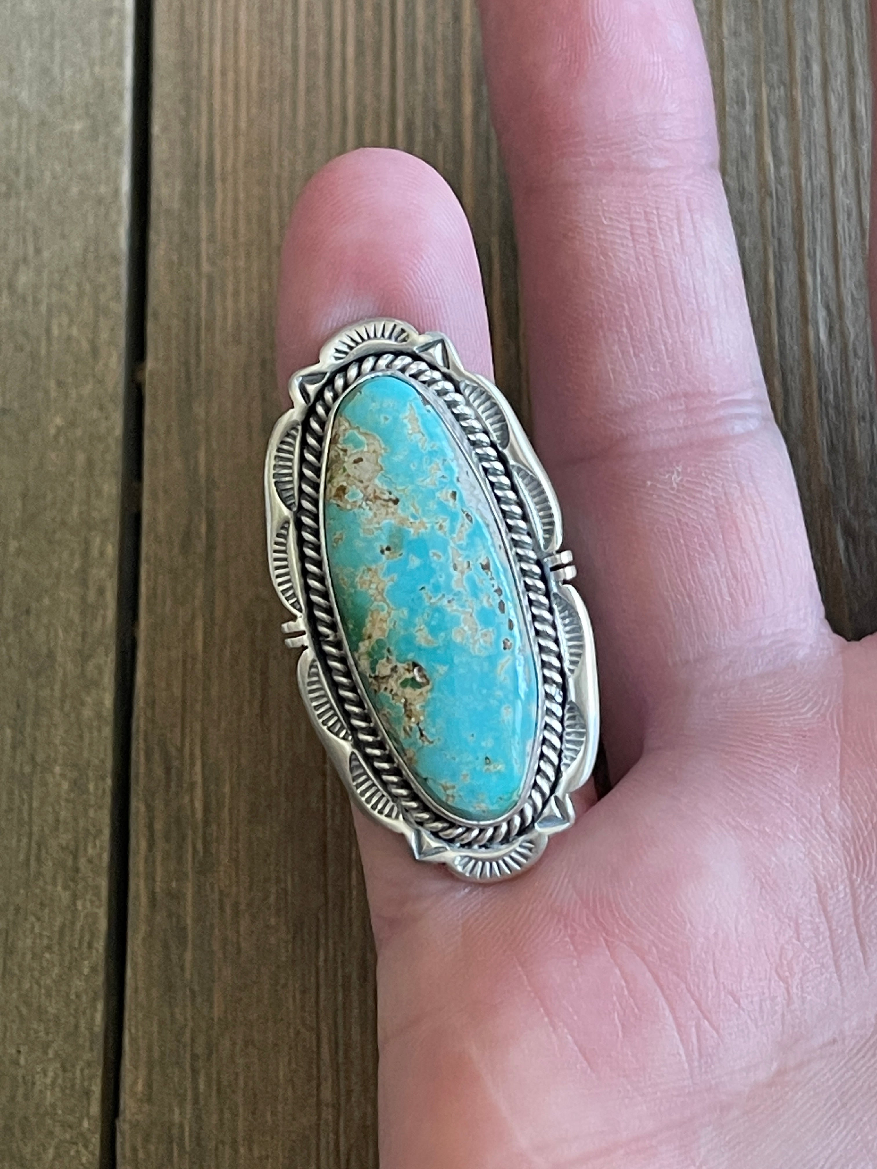 Navajo Natural Royston & Sterling Silver Ring Size 6