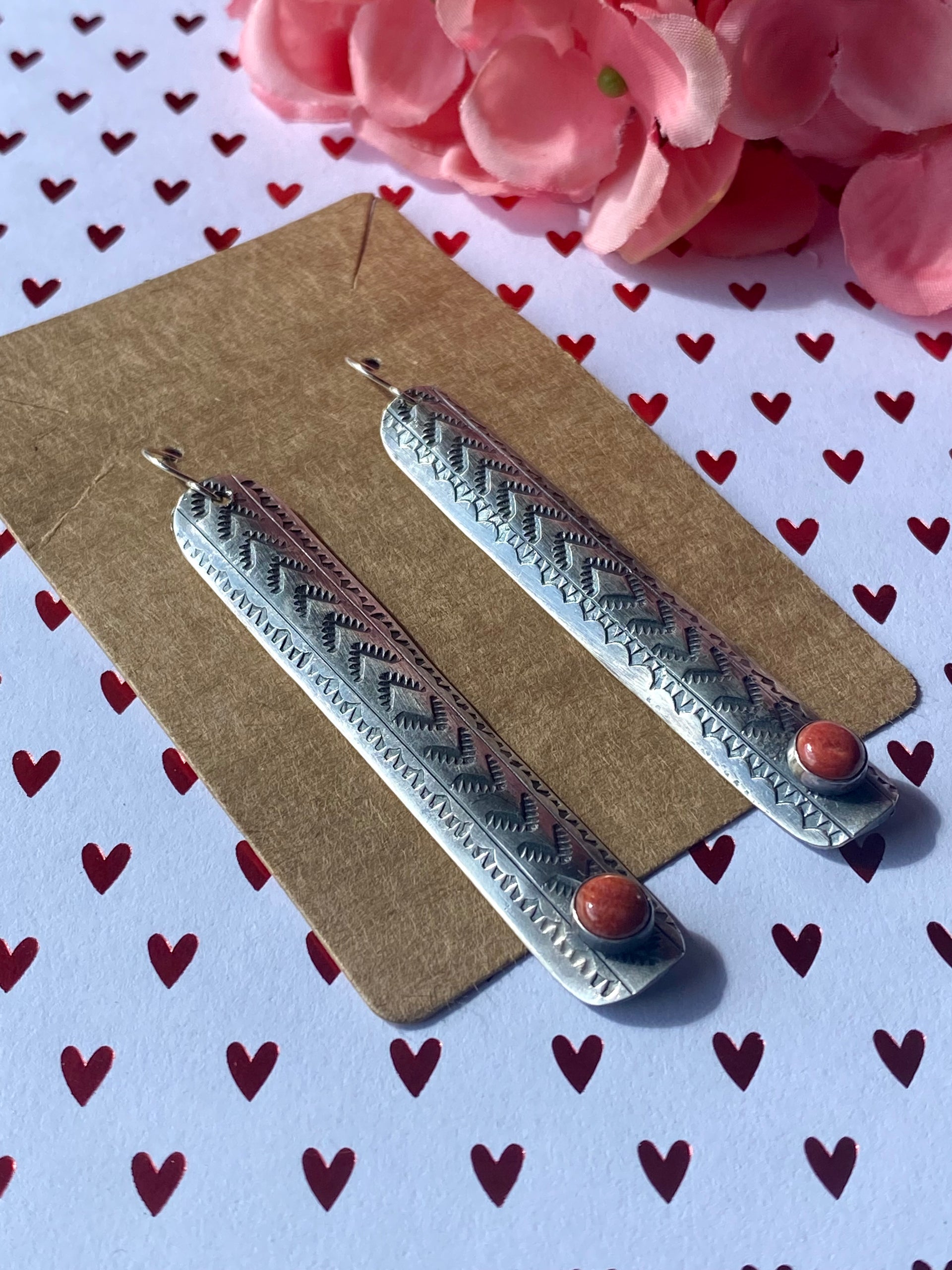 Boyd Ashley Red Spiny Oyster & Sterling Silver Dangle Earrings