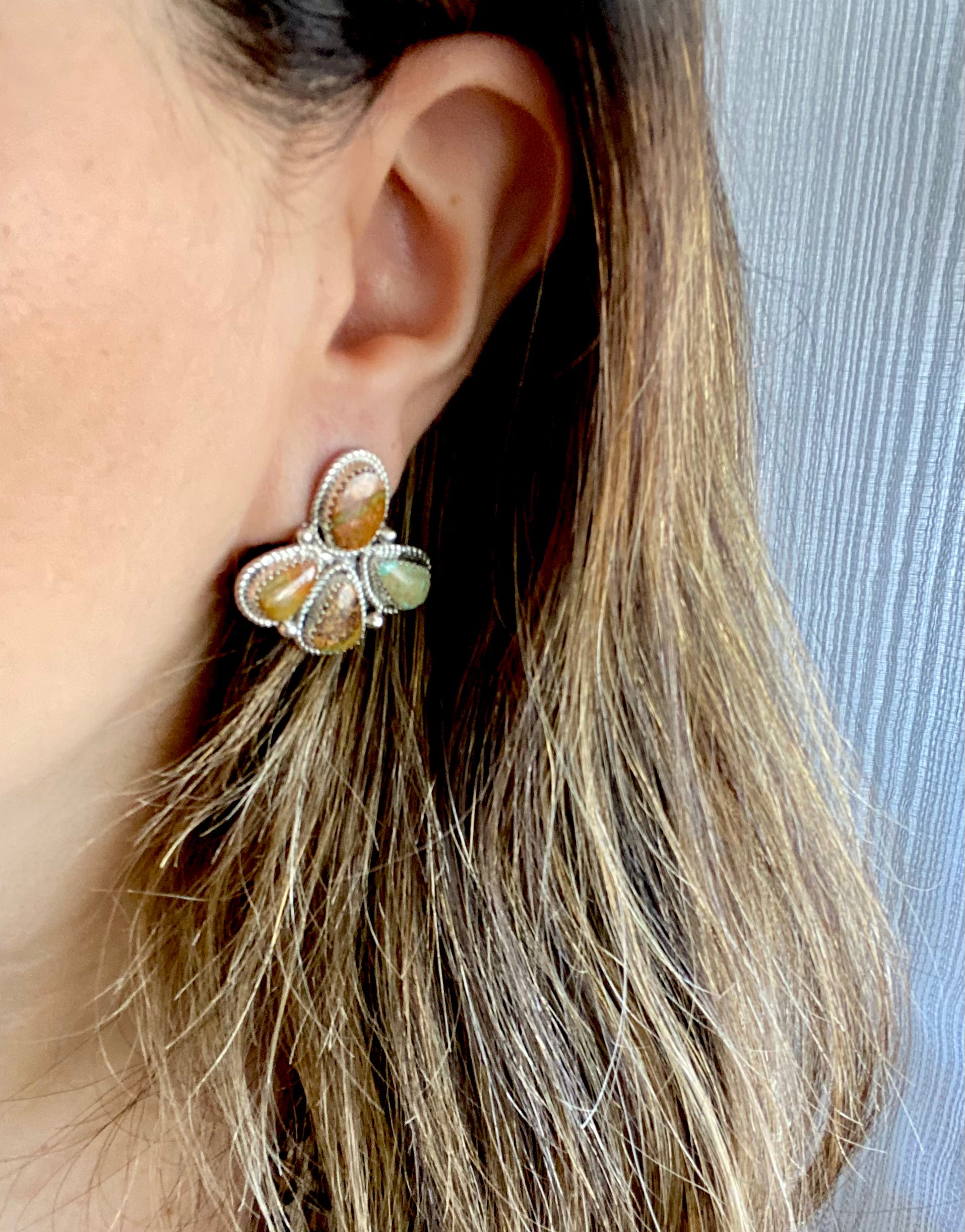 Reda Galvan Royston Turquoise & Sterling Silver Post Dangle Earrings