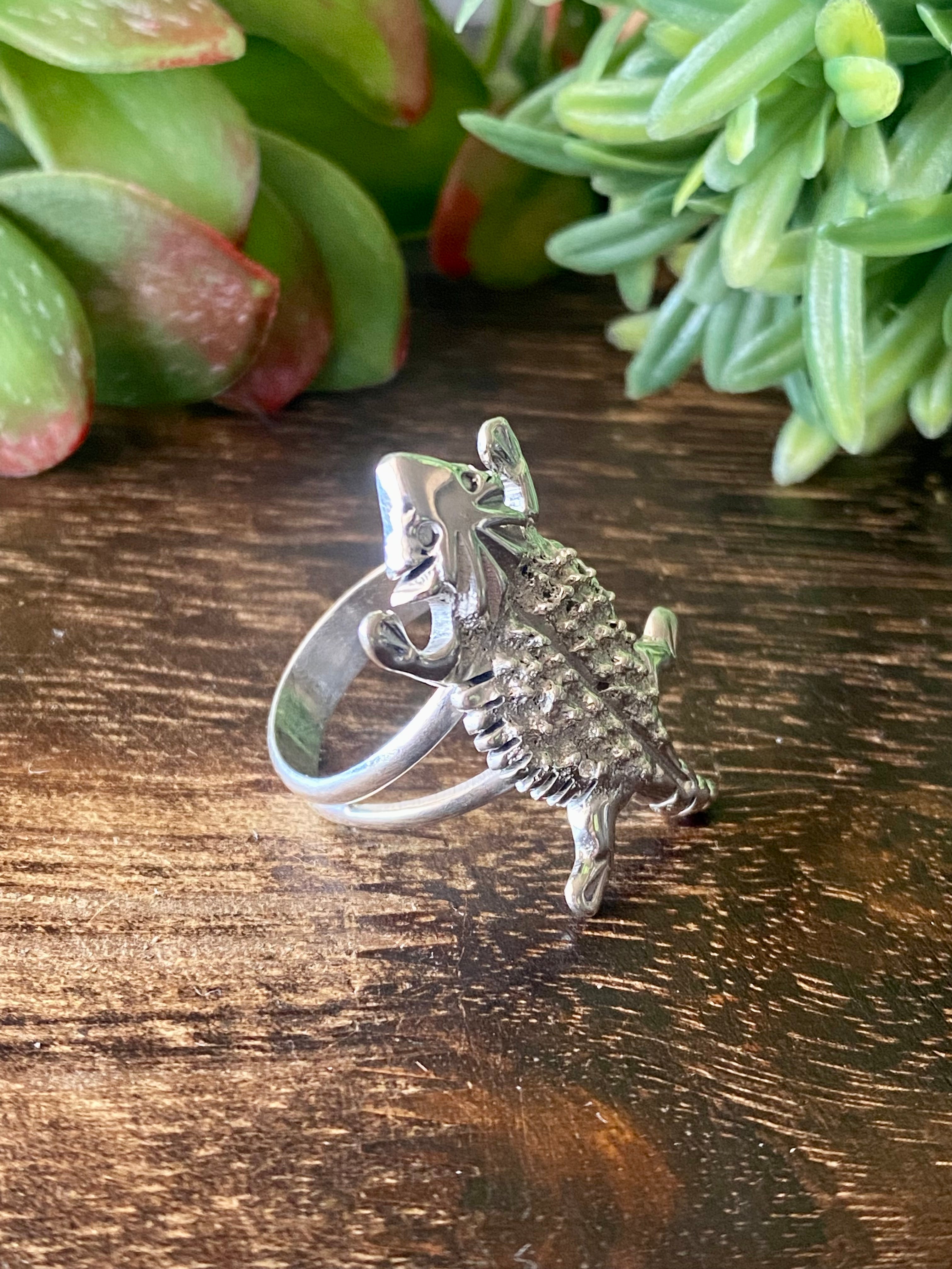 Navajo Made Sterling Silver Horny Toads Rings