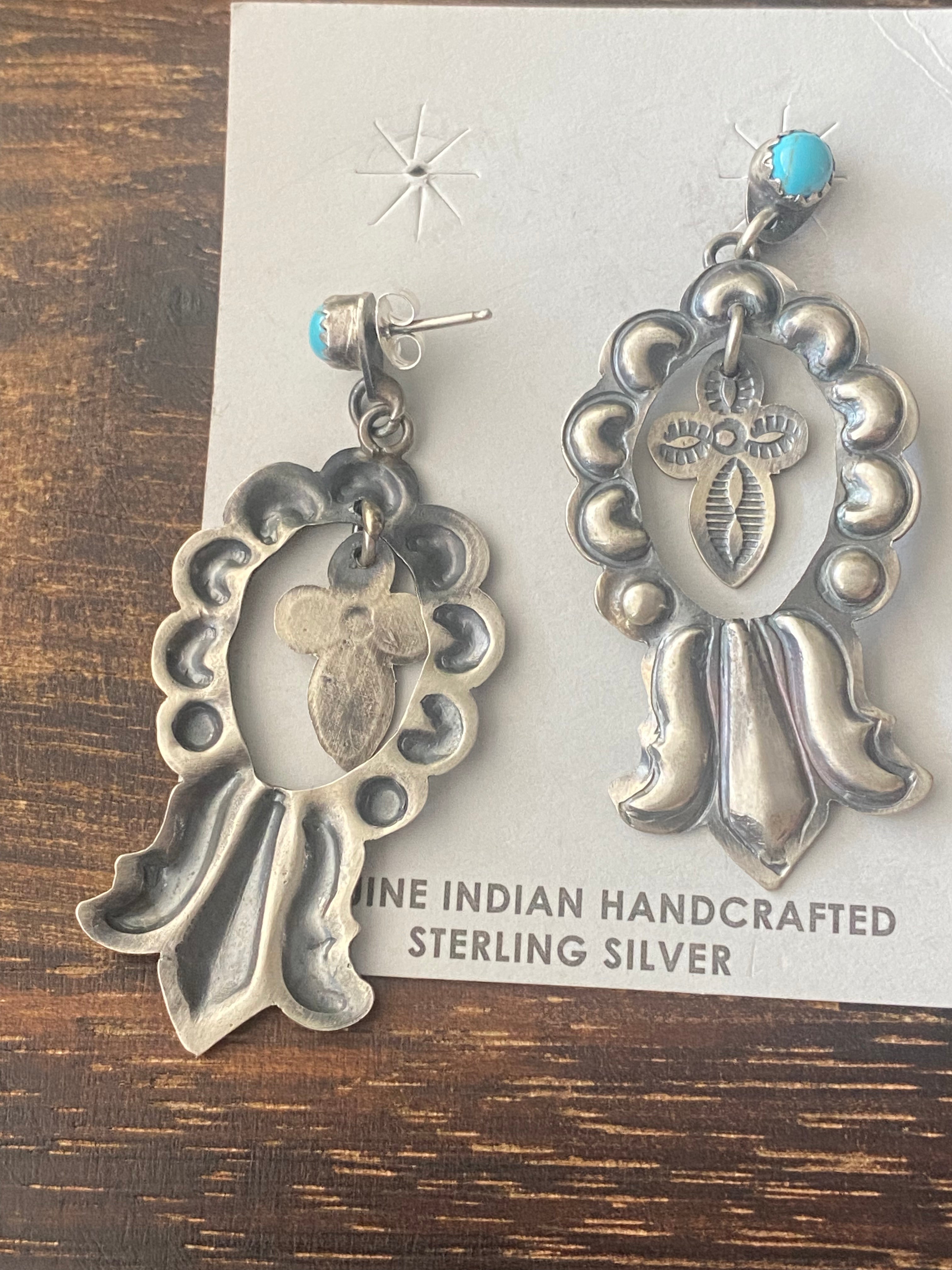 Navajo Made Sterling Silver Dangle Earrings