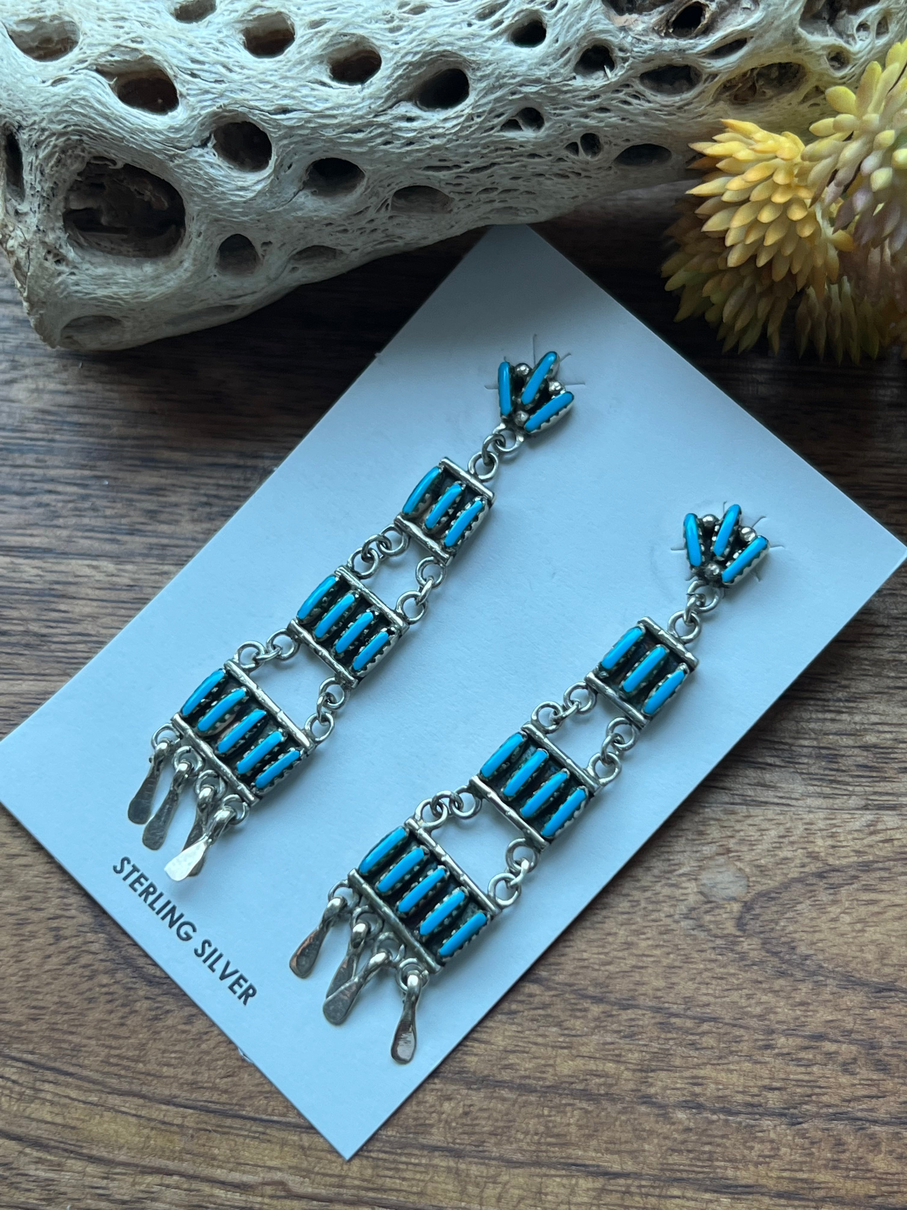 Southwest Made Kingman Turquoise Dangle Earrings