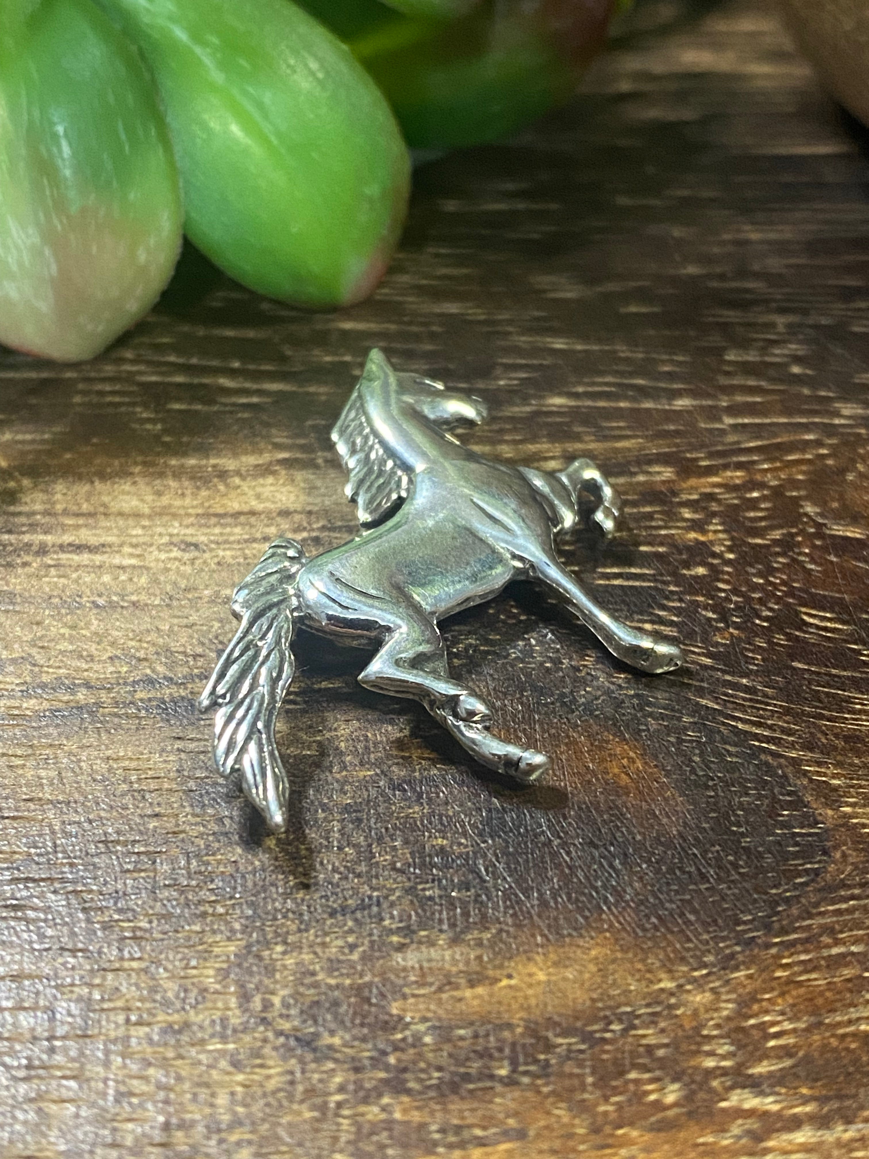 Navajo Made Sterling Silver Horse Pin