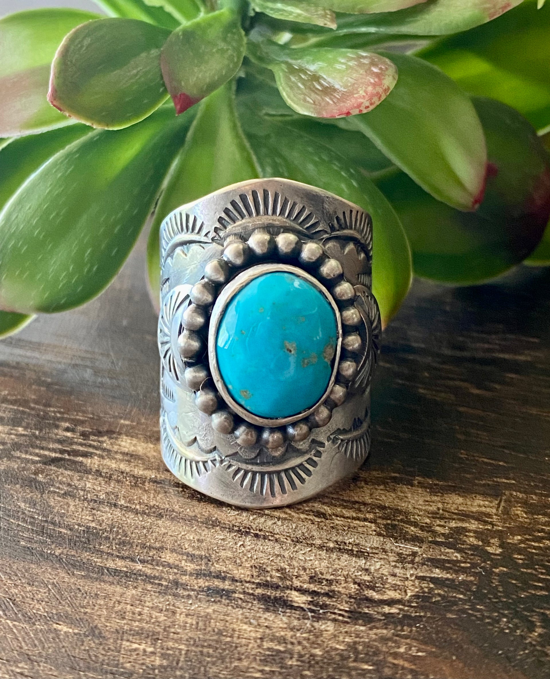 Boyd J Ashley Kingman Turquoise & Sterling Silver Ring Size 14.75