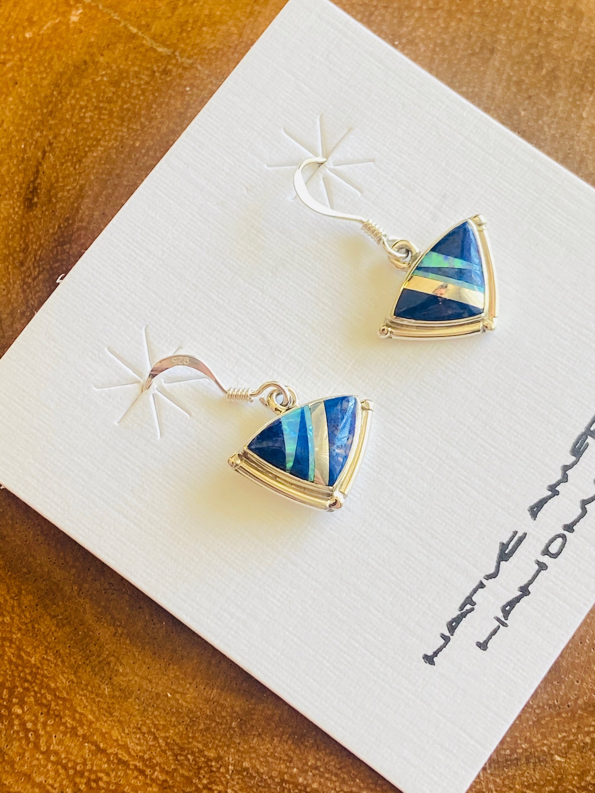 Elsie Armstrong Multi Stone & Sterling Silver Inlay Dangles