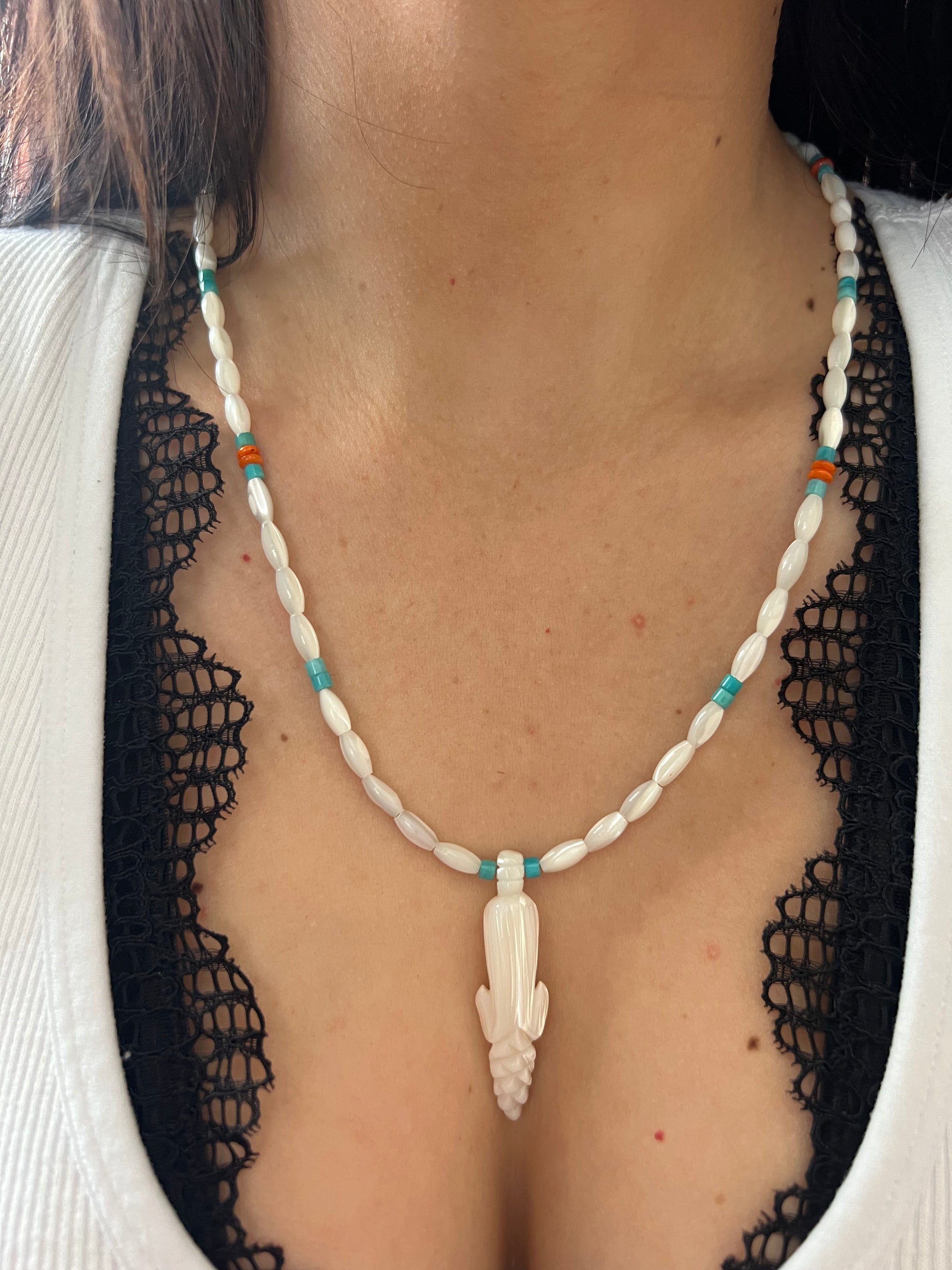 Zuni Strung Multi Stone & Sterling Silver Necklace