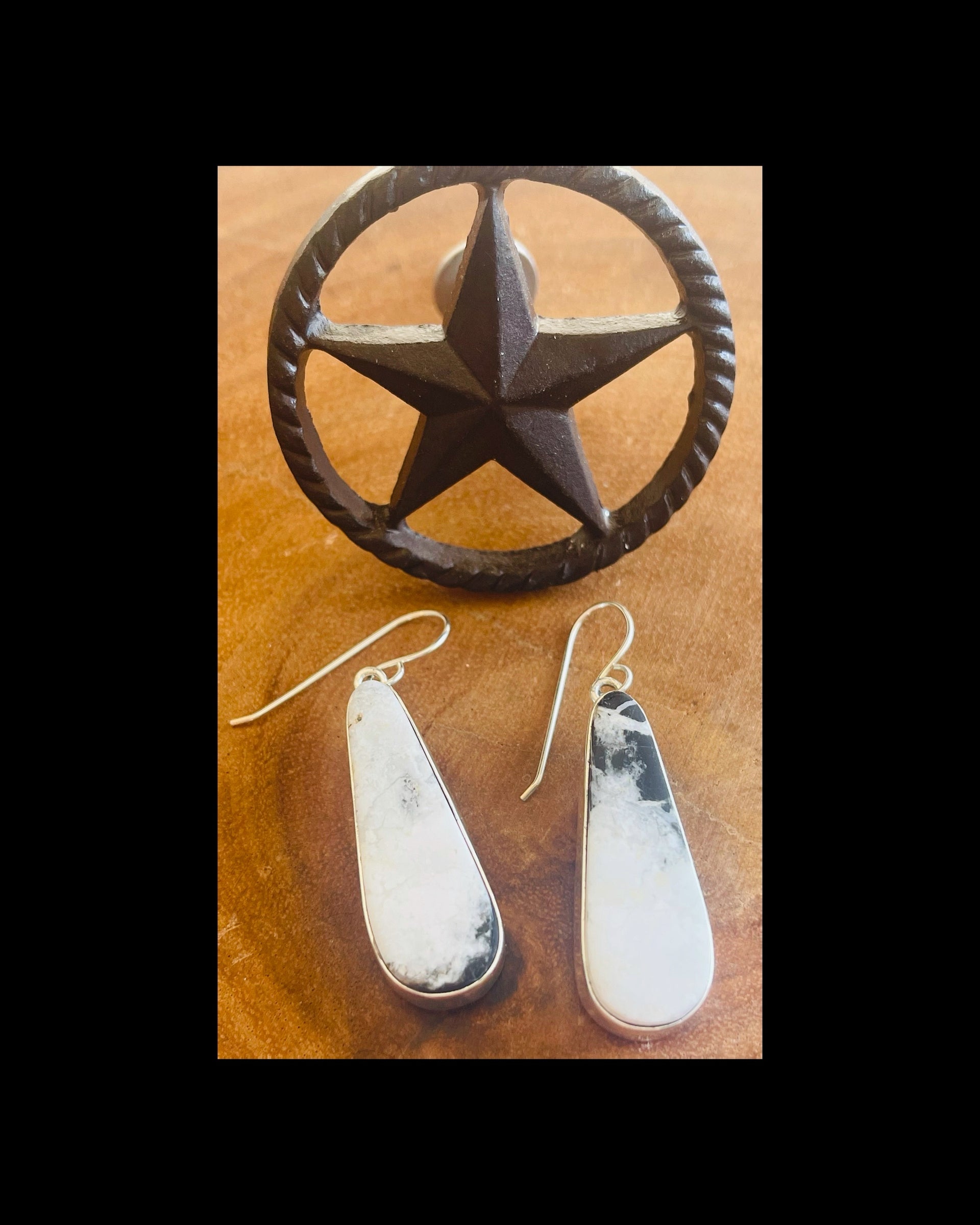 Navajo White Buffalo & Sterling Silver Dangles